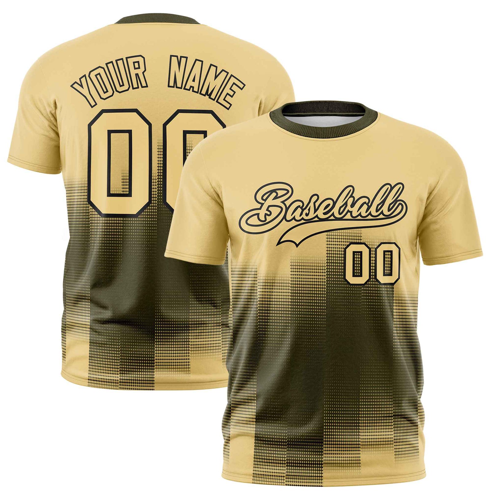 Custom Olive Khaki Gradient Fashion Design Performance T-Shirt