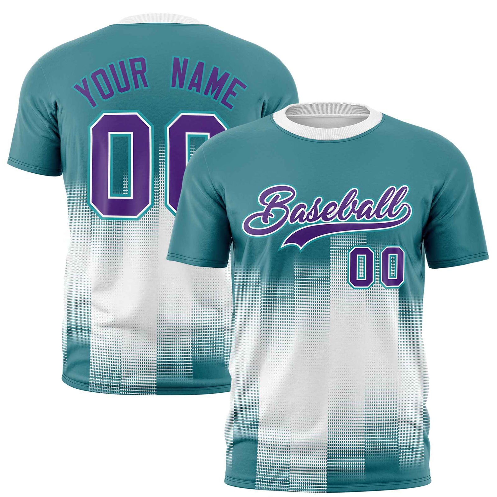 Custom White Aqua Gradient Fashion Design Performance T-Shirt