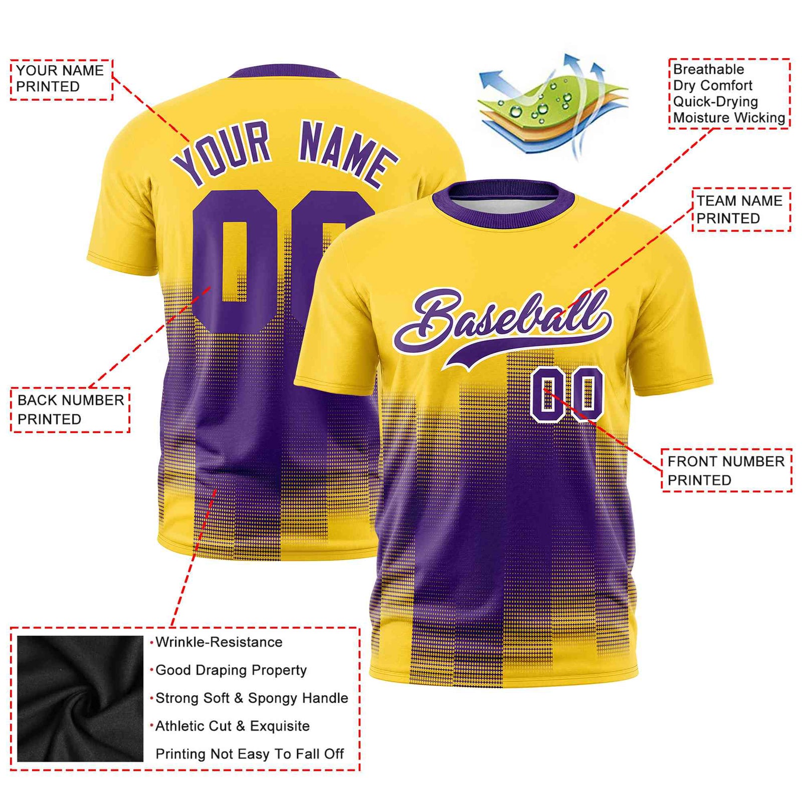 Custom Purple Gold01 Gradient Fashion Design Performance T-Shirt