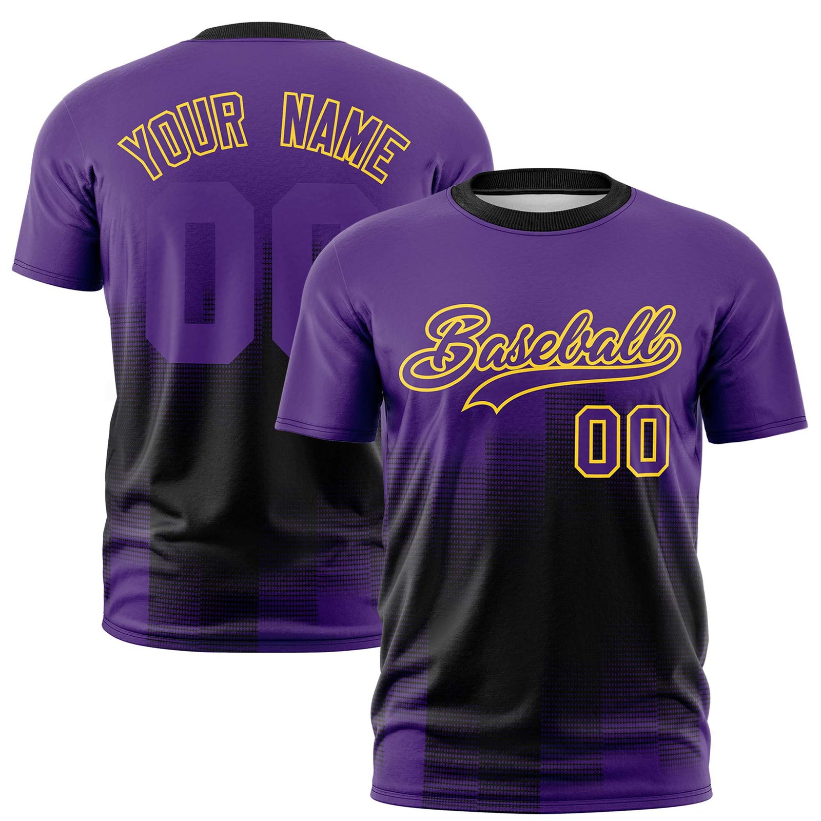 Custom Black Purple Gradient Fashion Design Performance T-Shirt