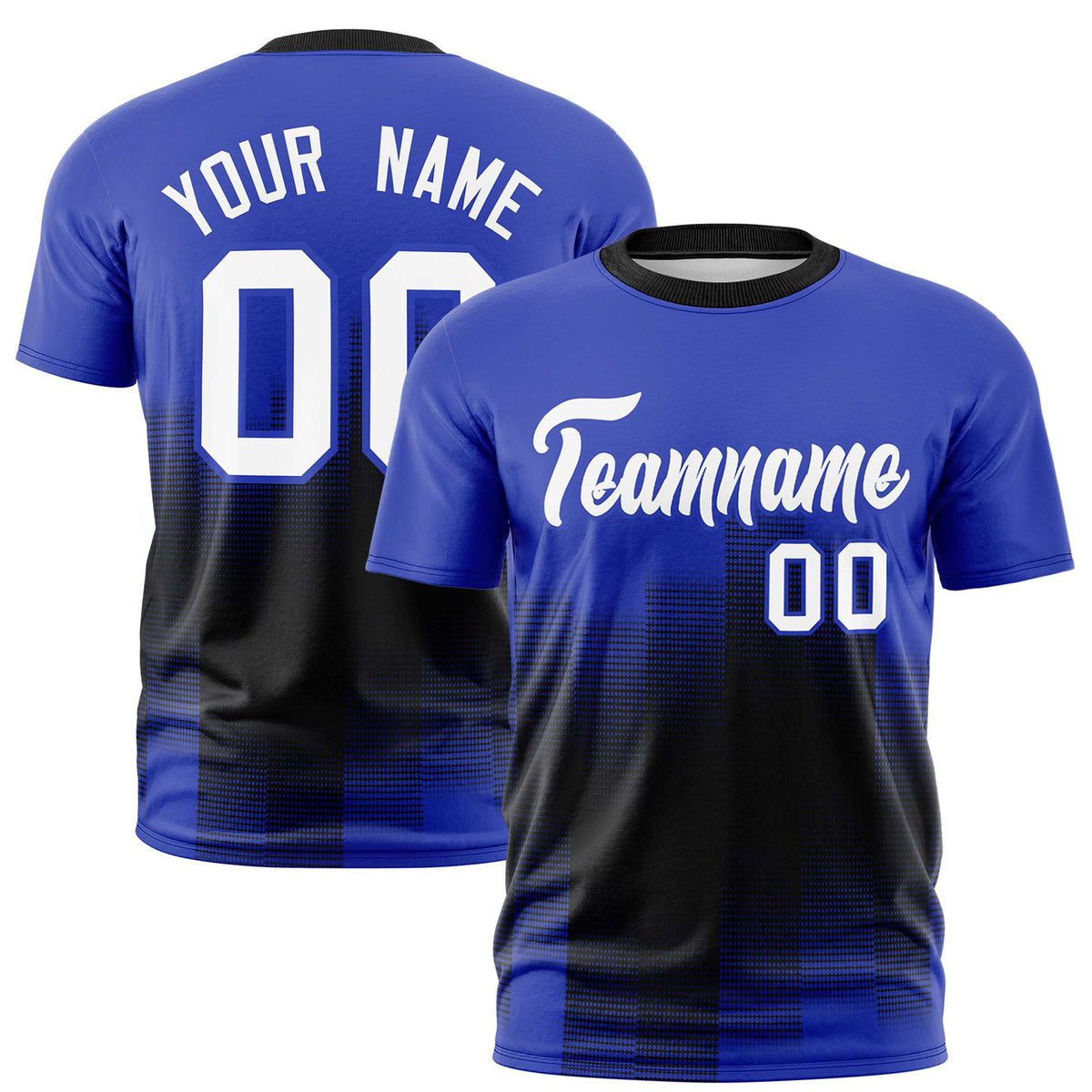 Custom Black Royal Blue Gradient Fashion Design Performance T-Shirt