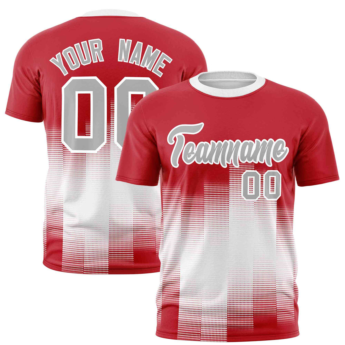Custom White Red Gradient Fashion Design Performance T-Shirt