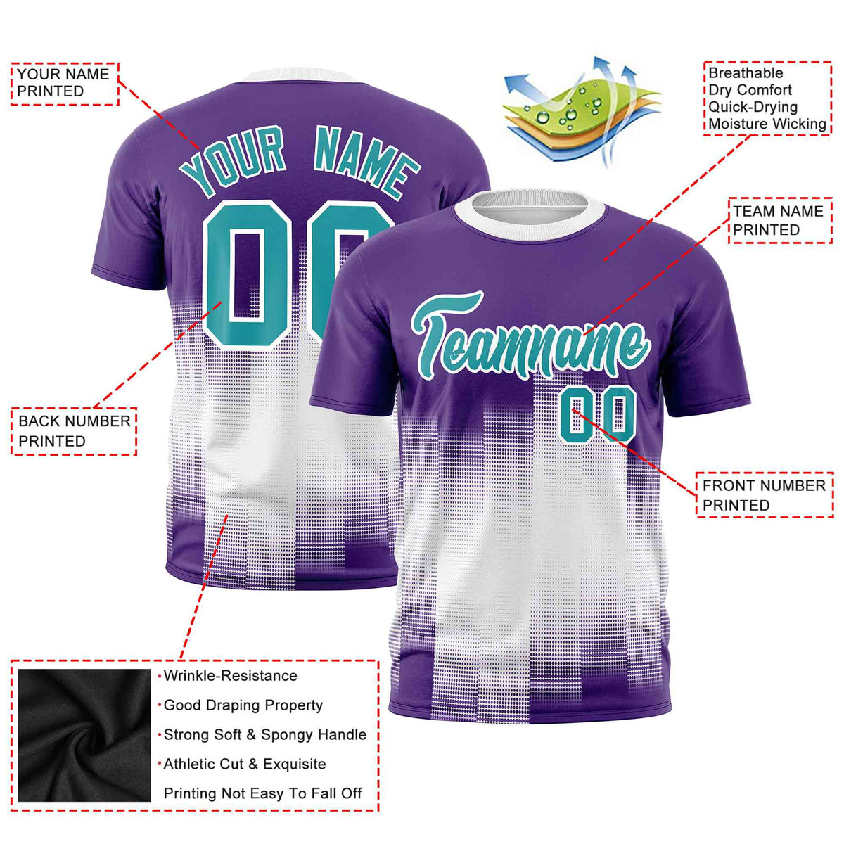 Custom White Purple Gradient Fashion Design Performance T-Shirt