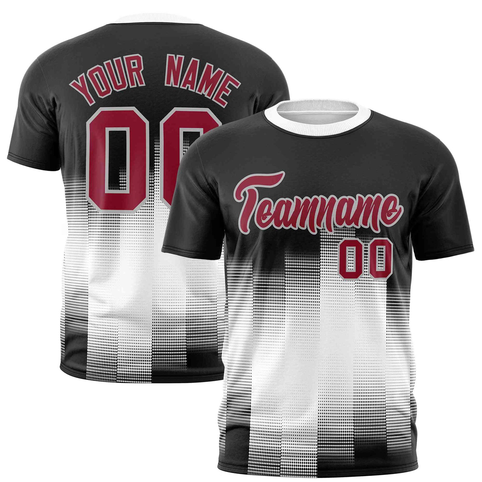 Custom White Black Gradient Fashion Design Performance T-Shirt