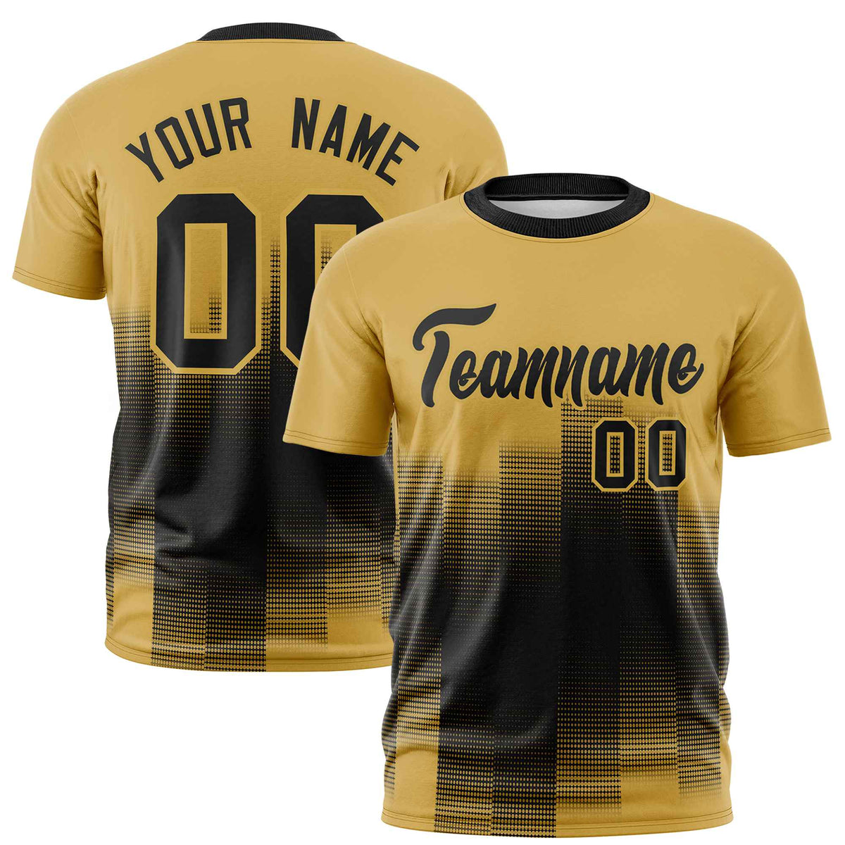 Custom Black Old Gold Gradient Fashion Design Performance T-Shirt