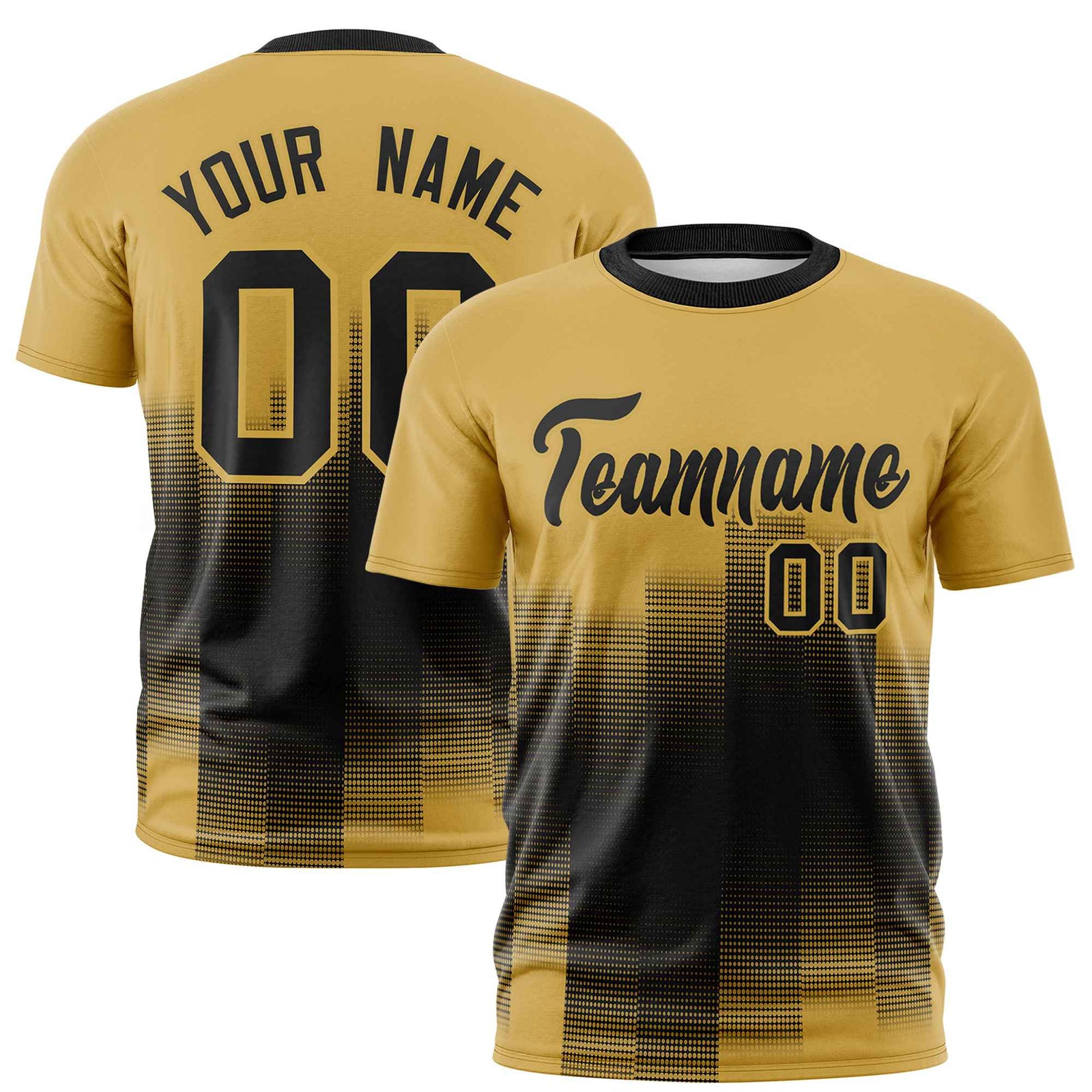 Custom Black Old Gold Gradient Fashion Design Performance T-Shirt