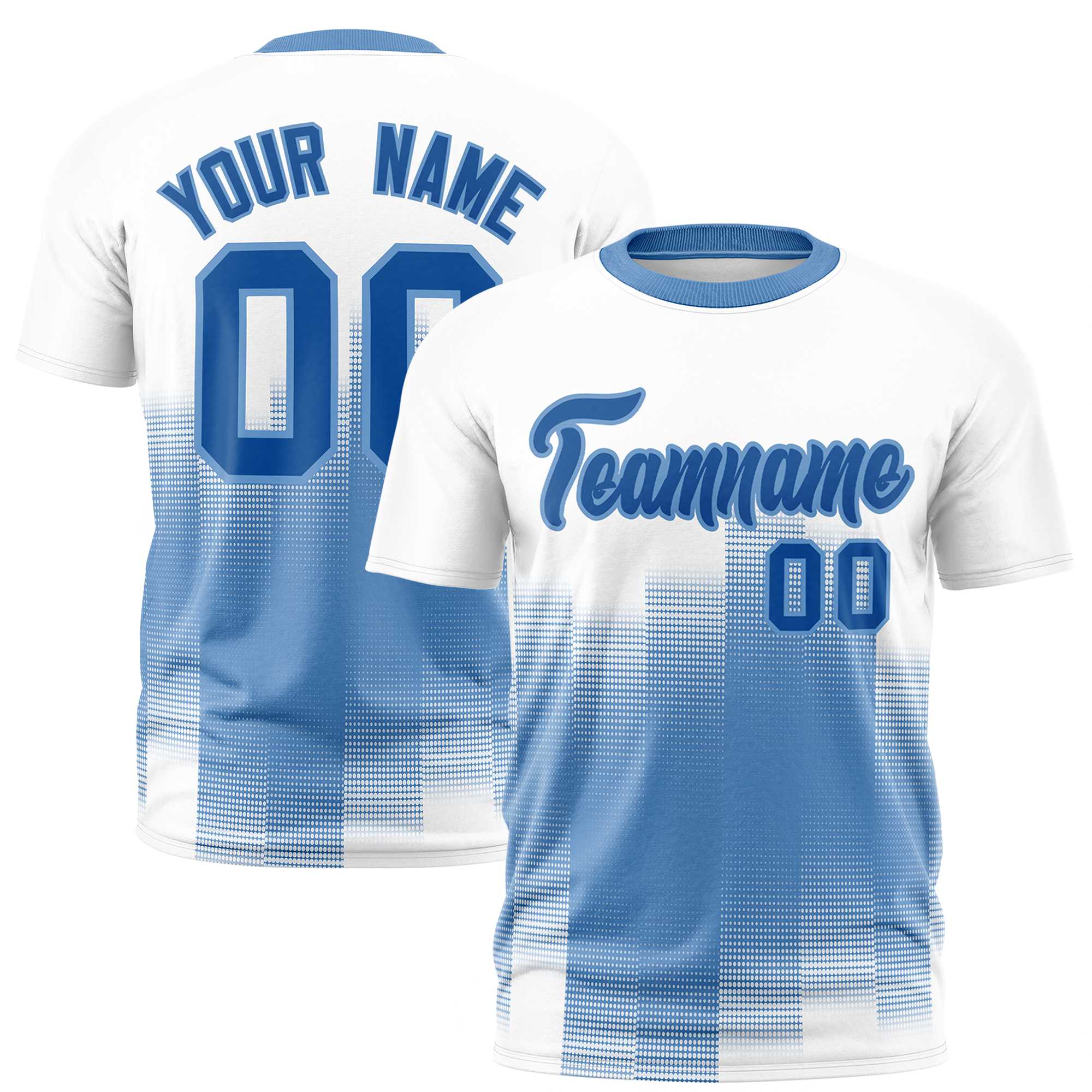 Custom Light Blue White Gradient Fashion Design Performance T-Shirt