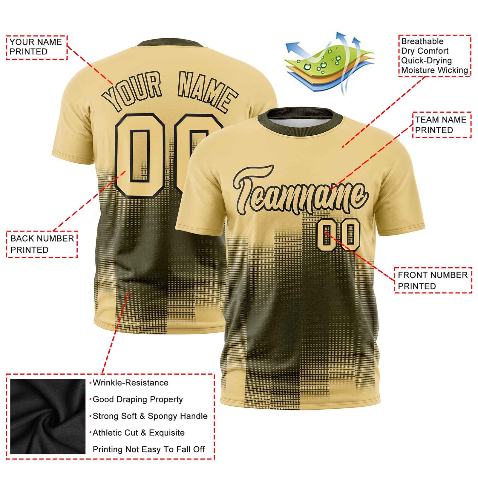 Custom Olive Khaki Gradient Fashion Design Performance T-Shirt