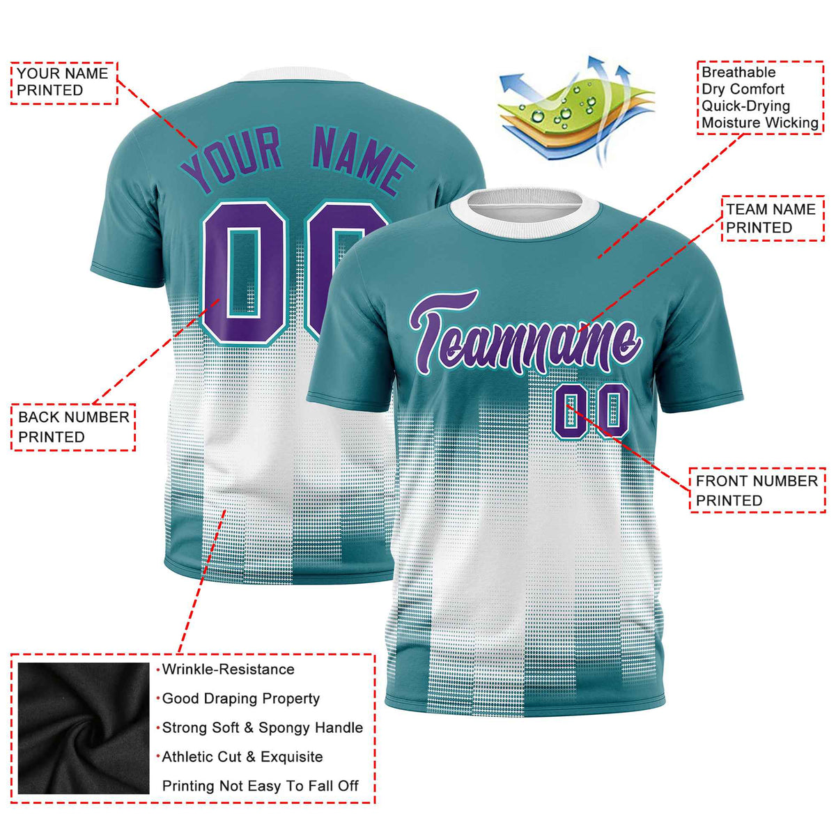 Custom White Aqua Gradient Fashion Design Performance T-Shirt