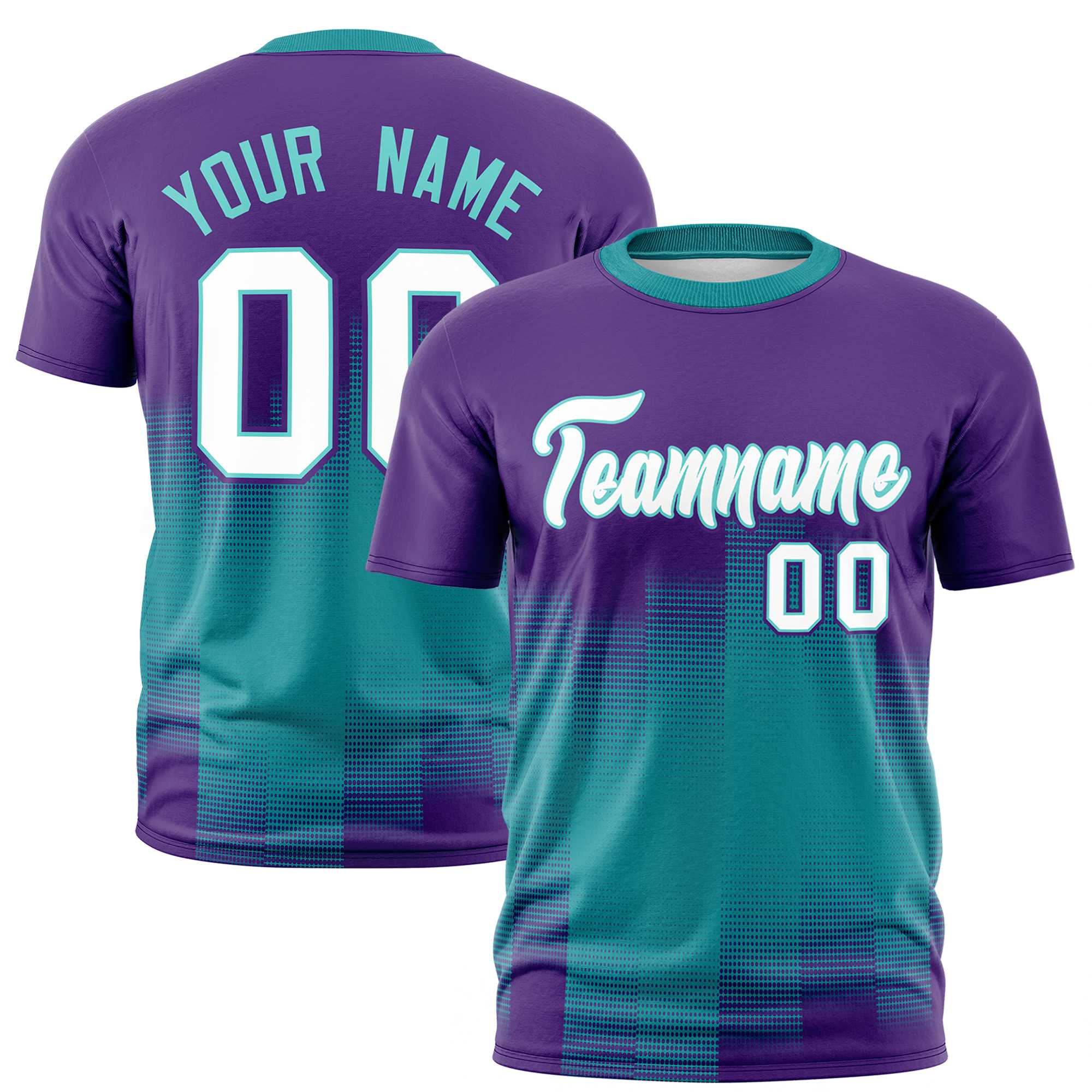 Custom Aqua Purple Gradient Fashion Design Performance T-Shirt