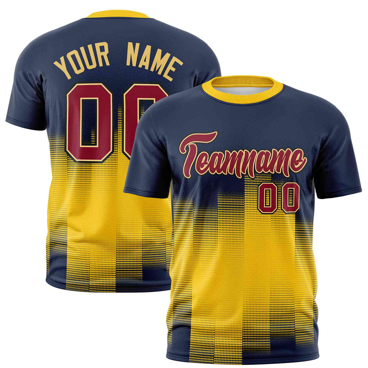 Custom Yellow Navy Gradient Fashion Design Performance T-Shirt