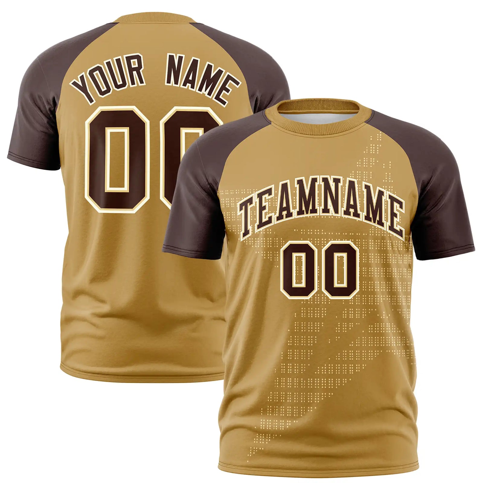 Custom Old Gold Brown Crew Neck Star Style  Design  Performance T-Shirt