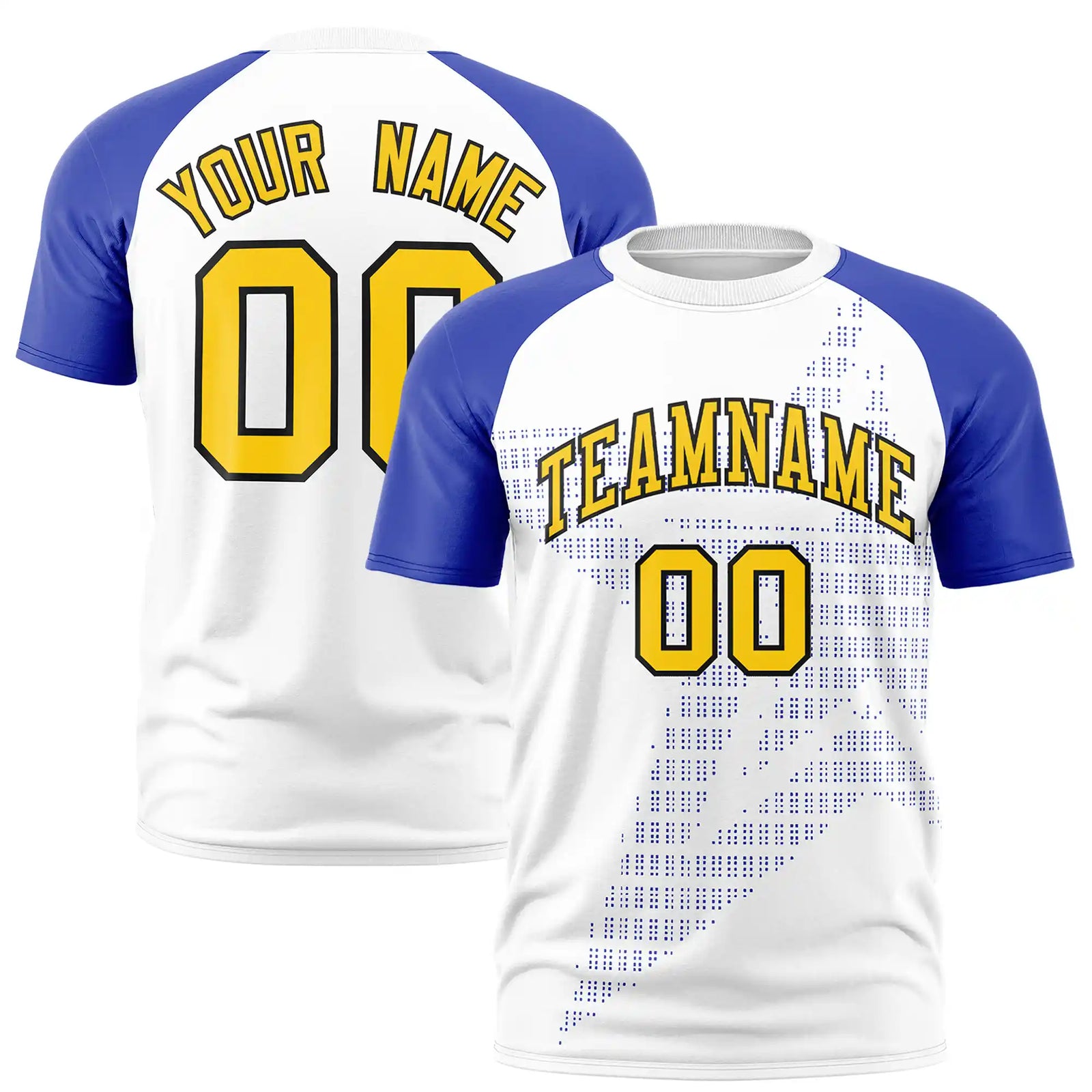 Custom White Royal Blue Crew Neck Star Style  Design  Performance T-Shirt