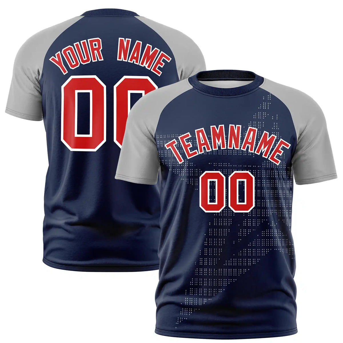 Custom Navy Gray Crew Neck Star Style  Design  Performance T-Shirt