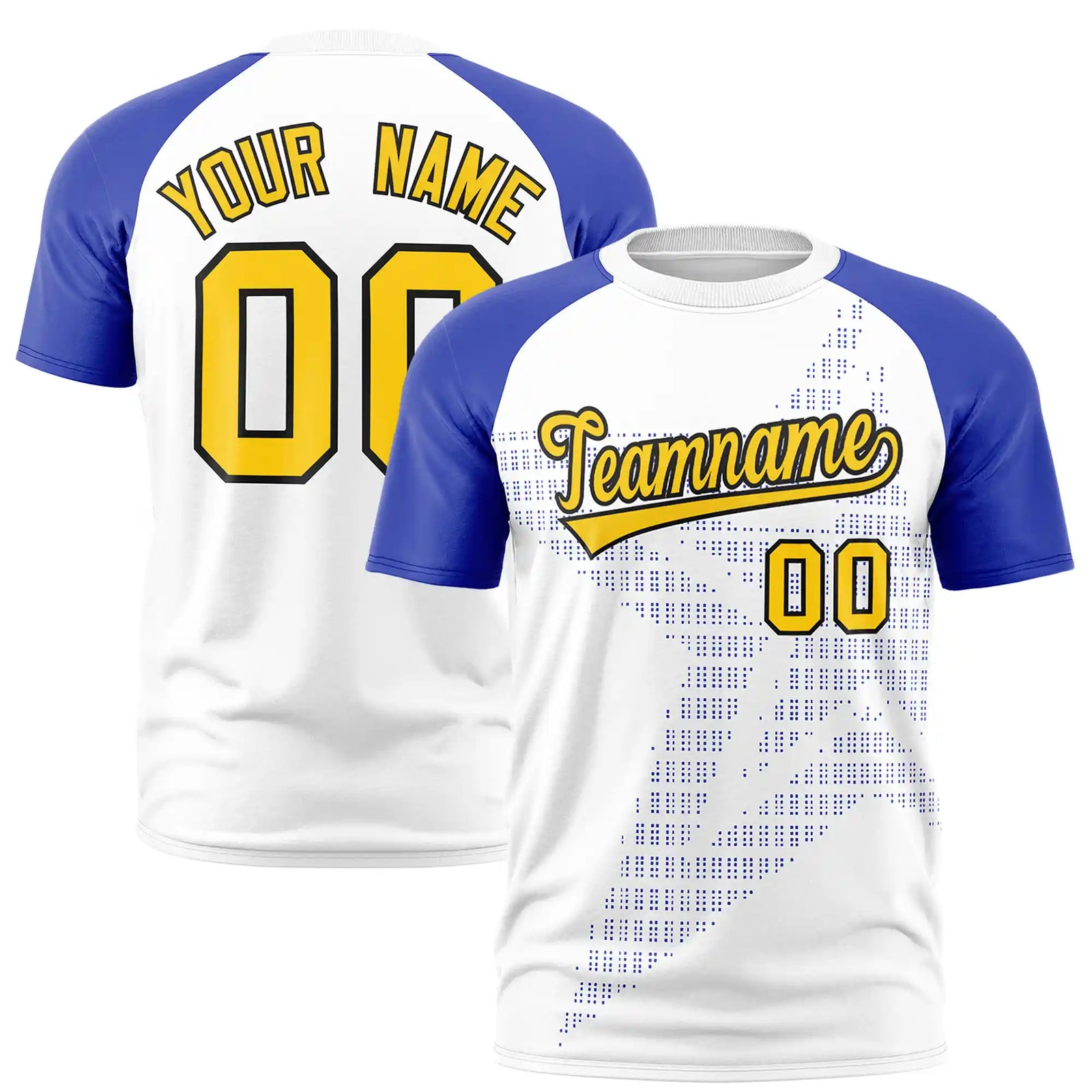 Custom White Royal Blue Crew Neck Star Style  Design  Performance T-Shirt