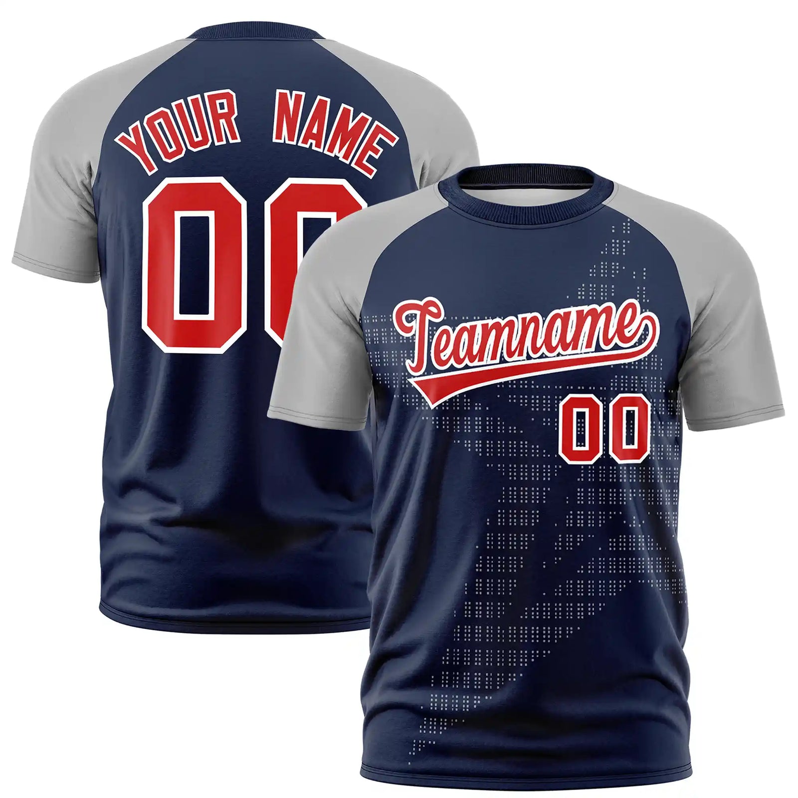 Custom Navy Gray Crew Neck Star Style  Design  Performance T-Shirt