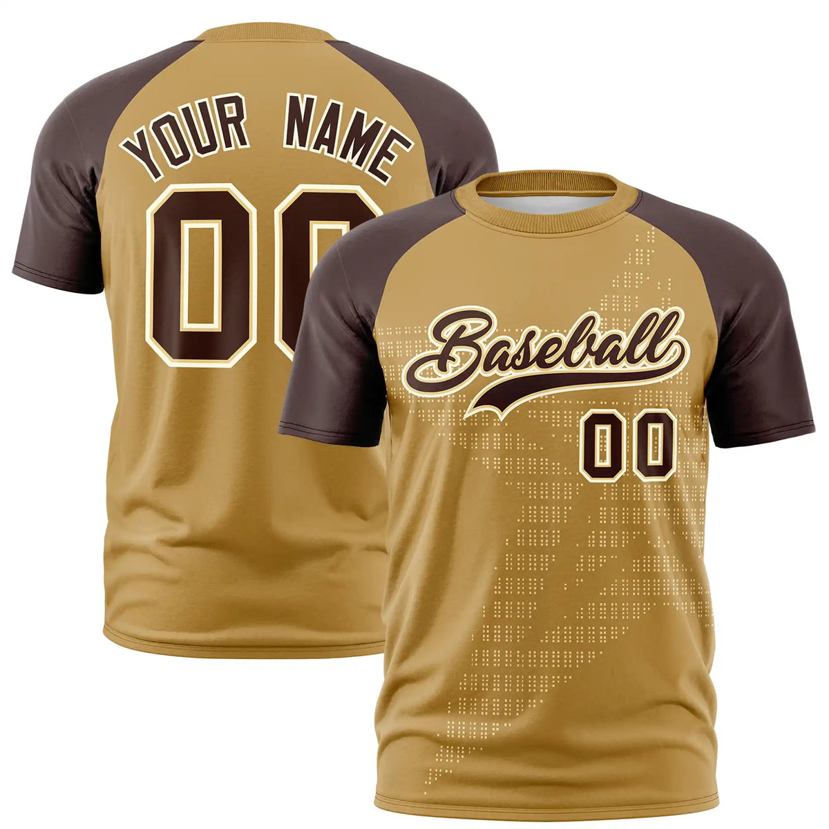 Custom Old Gold Brown Crew Neck Star Style  Design  Performance T-Shirt