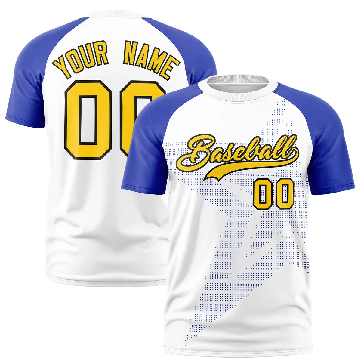 Custom White Royal Blue Crew Neck Star Style  Design  Performance T-Shirt