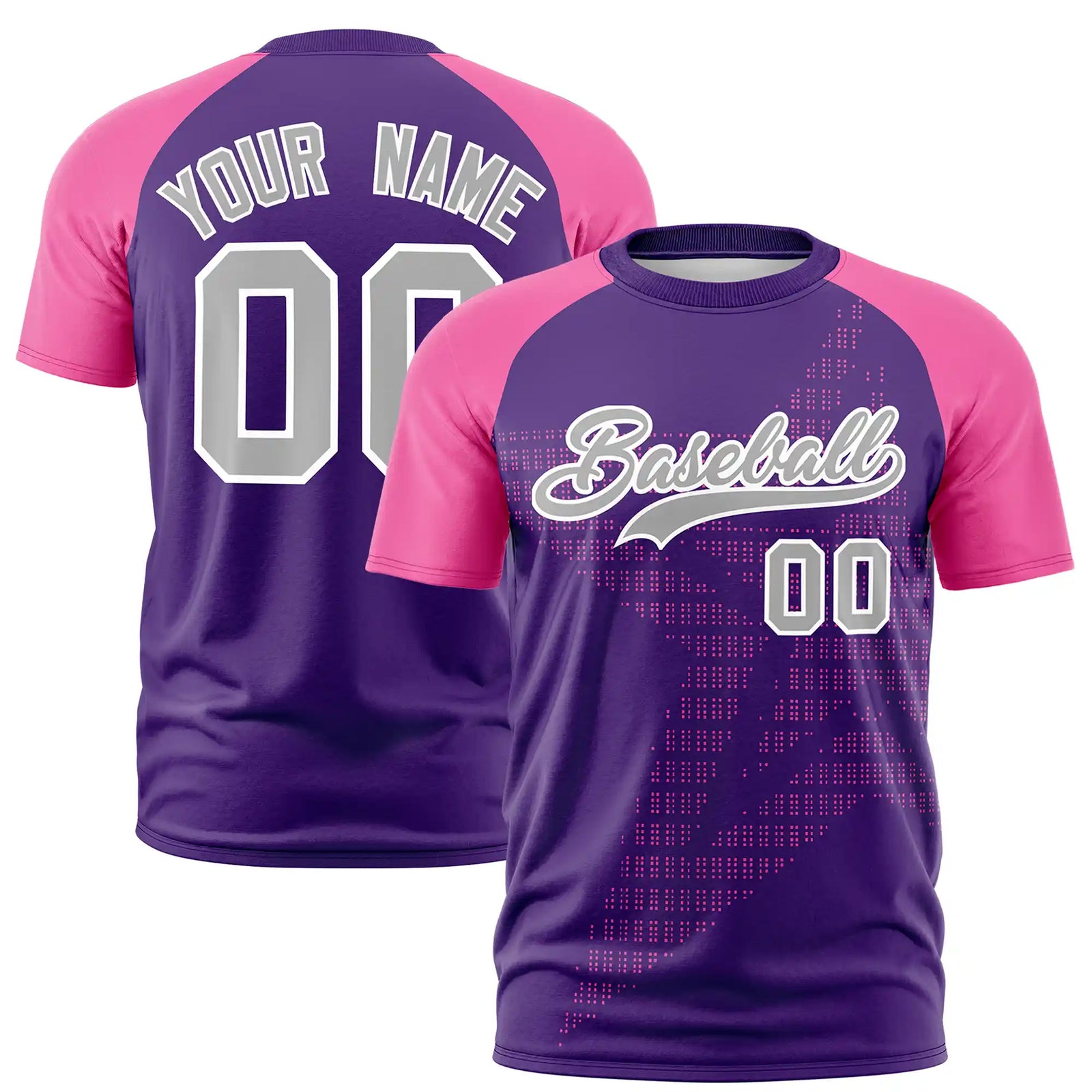 Custom Purple Pink Crew Neck Star Style  Design  Performance T-Shirt