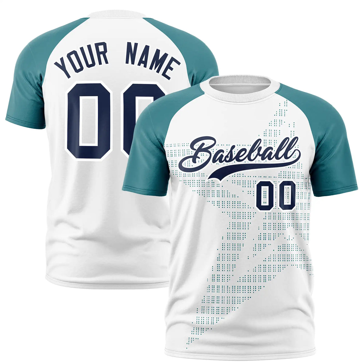 Custom White Aqua Crew Neck Star Style  Design  Performance T-Shirt