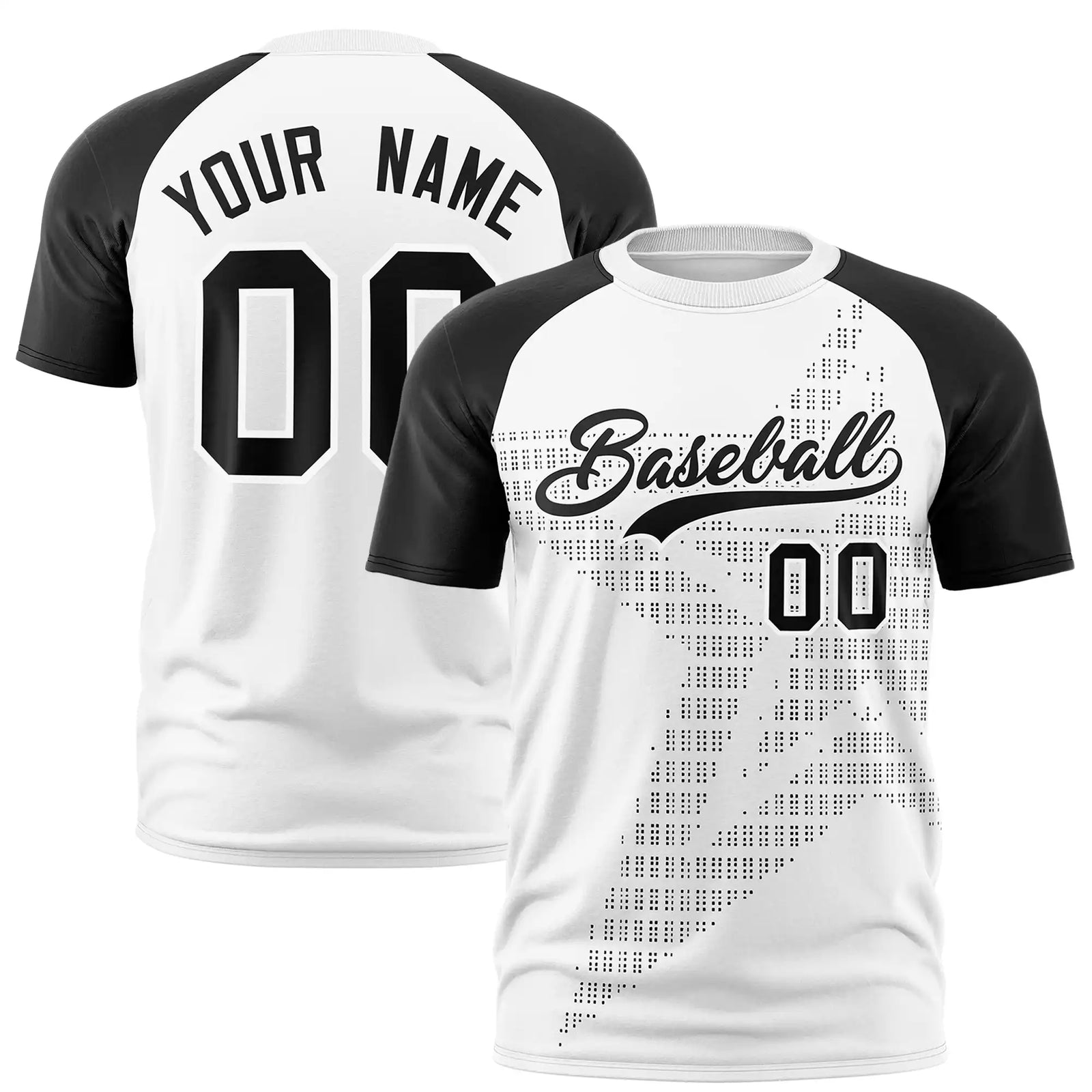 Custom White Black Crew Neck Star Style  Design  Performance T-Shirt