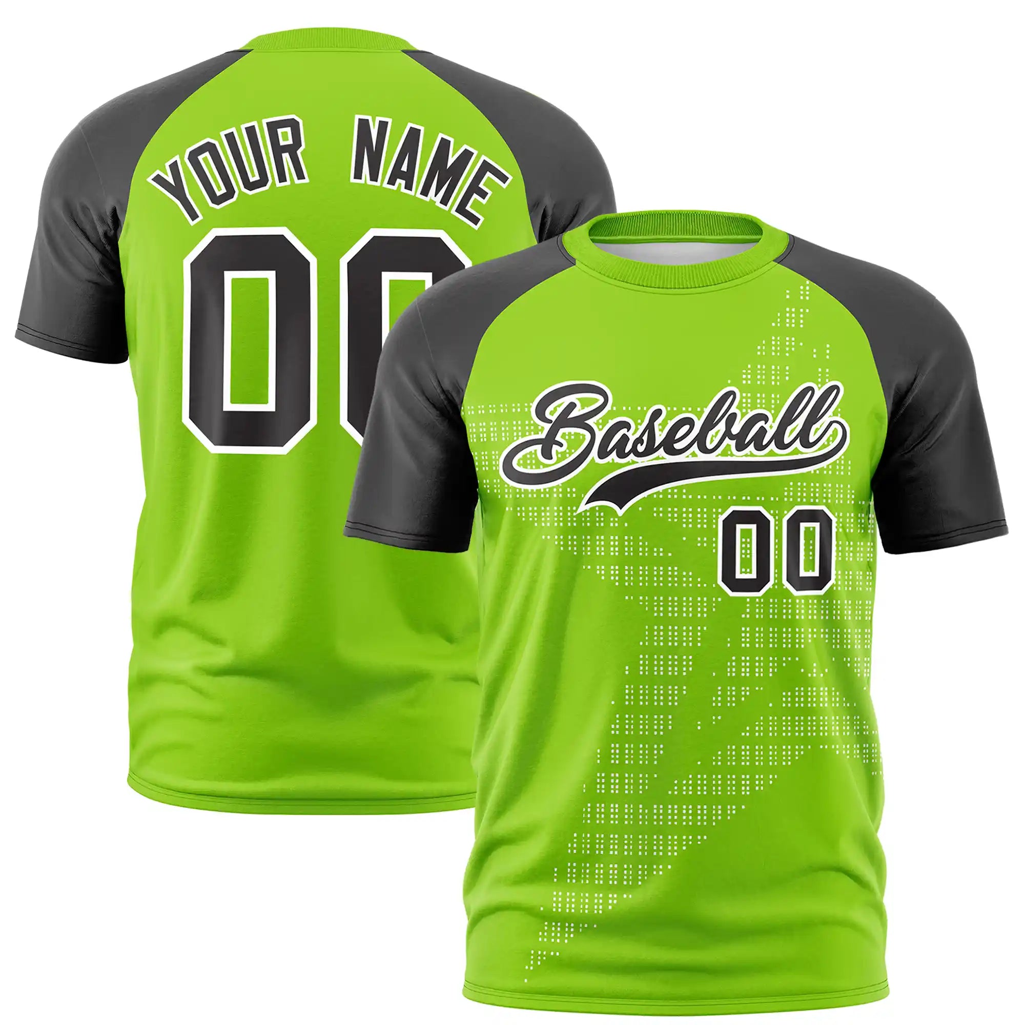 Custom Neon Green Black Crew Neck Star Style  Design  Performance T-Shirt