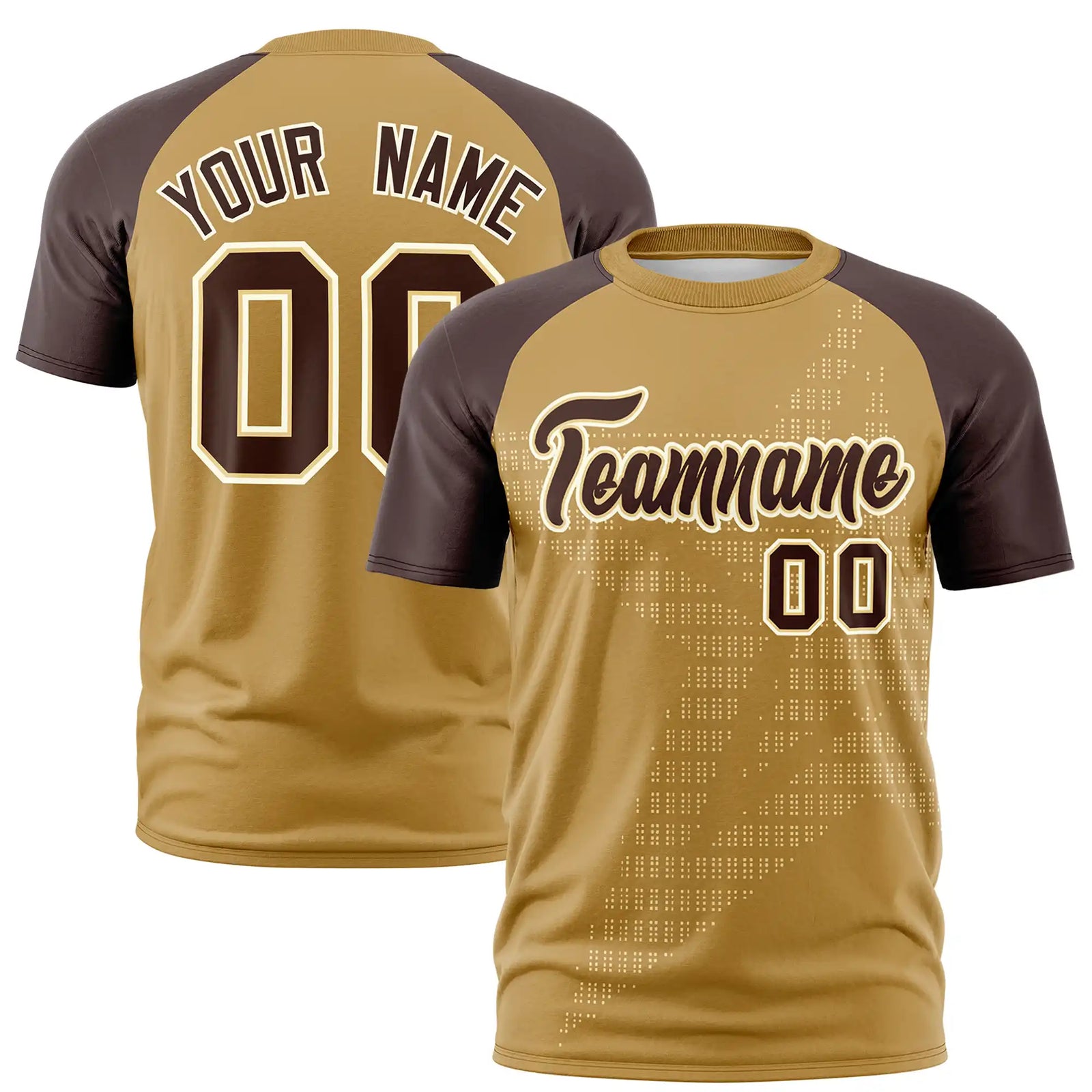 Custom Old Gold Brown Crew Neck Star Style  Design  Performance T-Shirt