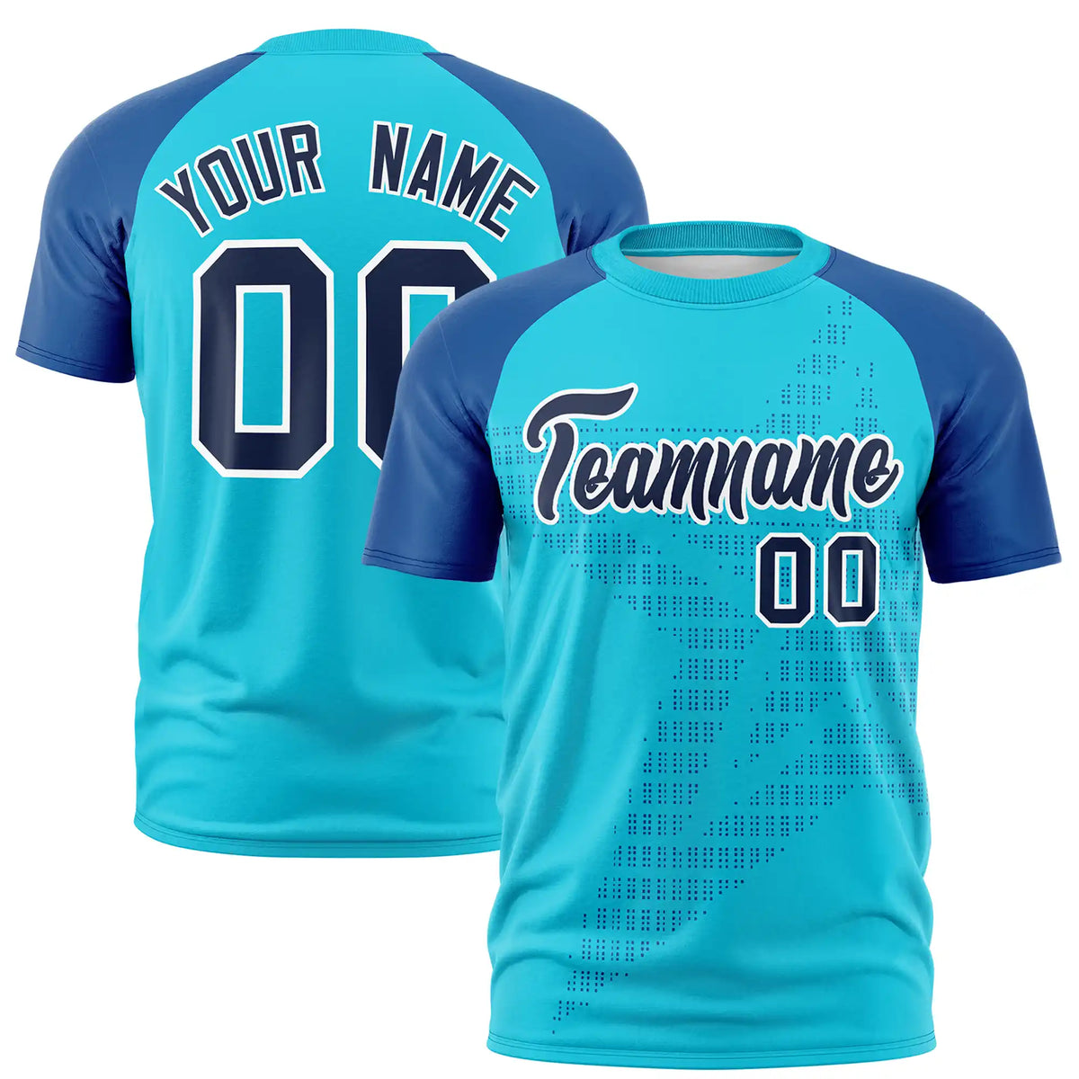 Custom Powder Blue Brown Crew Neck Star Style  Design  Performance T-Shirt