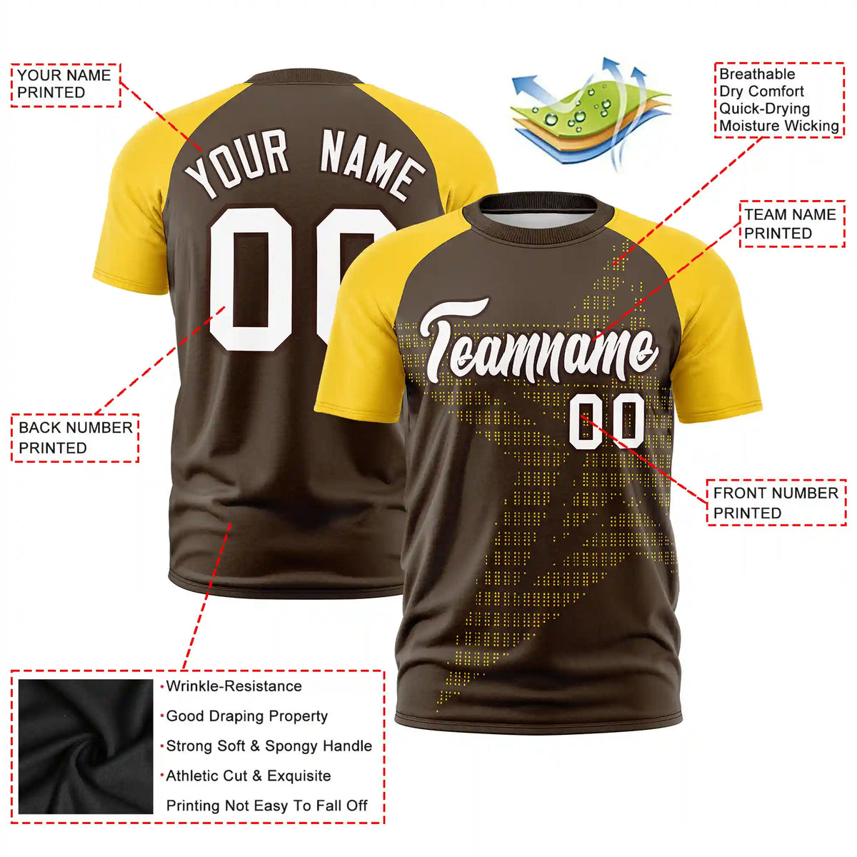 Custom Brown Gold01 Crew Neck Star Style  Design  Performance T-Shirt