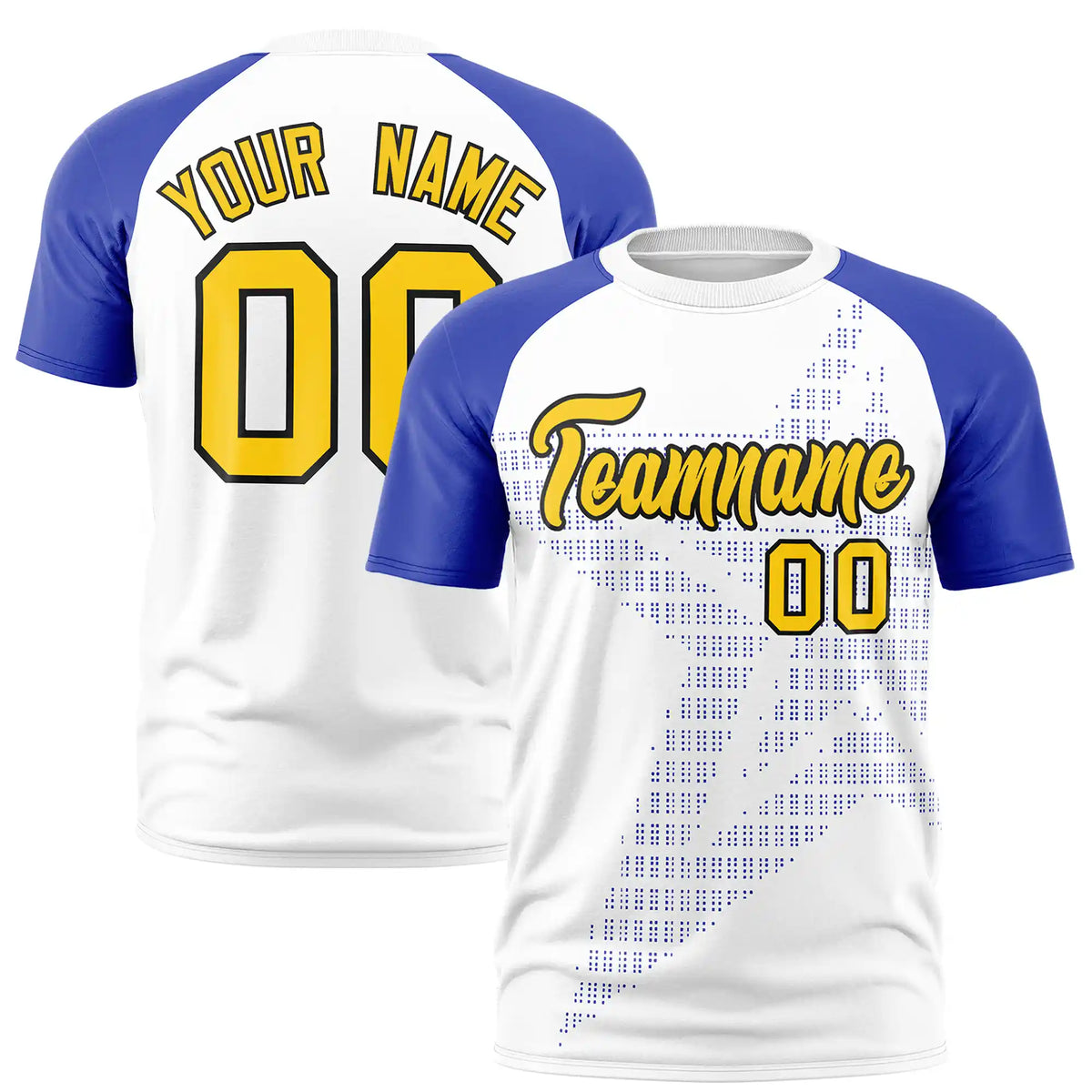 Custom White Royal Blue Crew Neck Star Style  Design  Performance T-Shirt