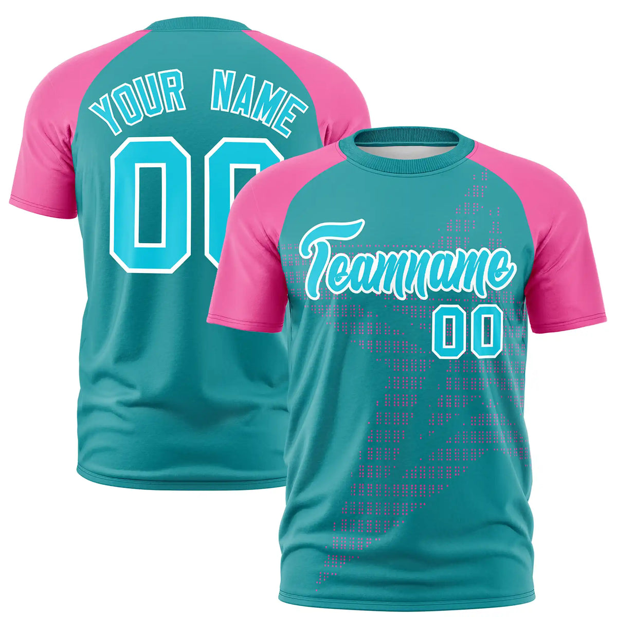 Custom Aqua Pink Crew Neck Star Style  Design  Performance T-Shirt