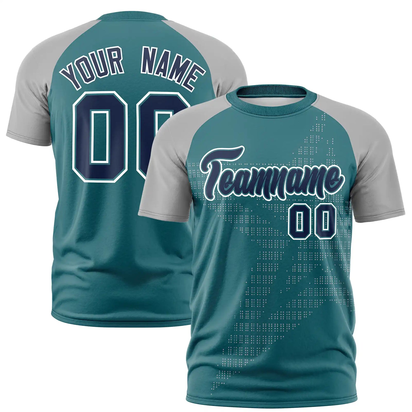 Custom Midnight Green Gray Crew Neck Star Style  Design  Performance T-Shirt