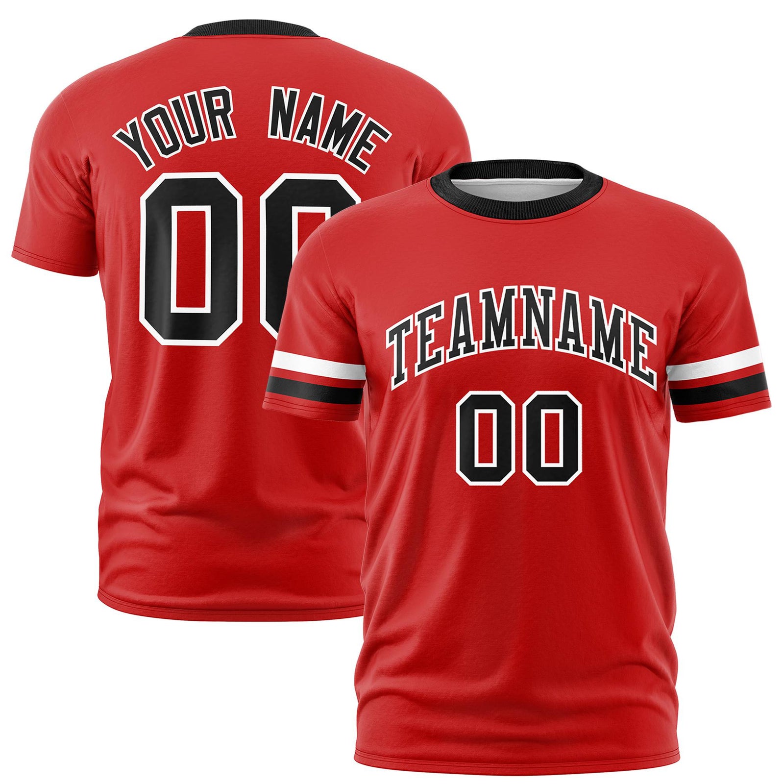 Custom Red White-Black Color Block Design Performance T-Shirt