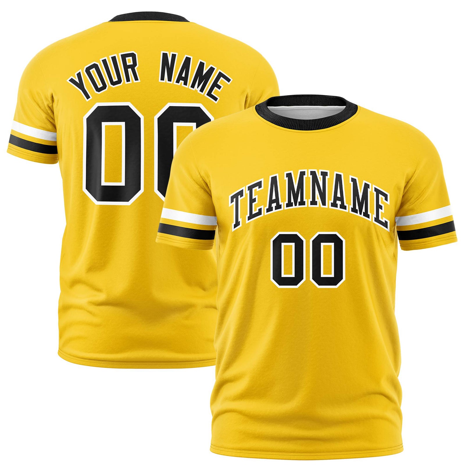 Custom Gold01 White-Black Color Block Design Performance T-Shirt