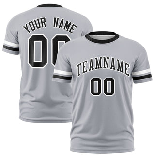 Custom Gray White-Black Color Block Design Performance T-Shirt - Style 1