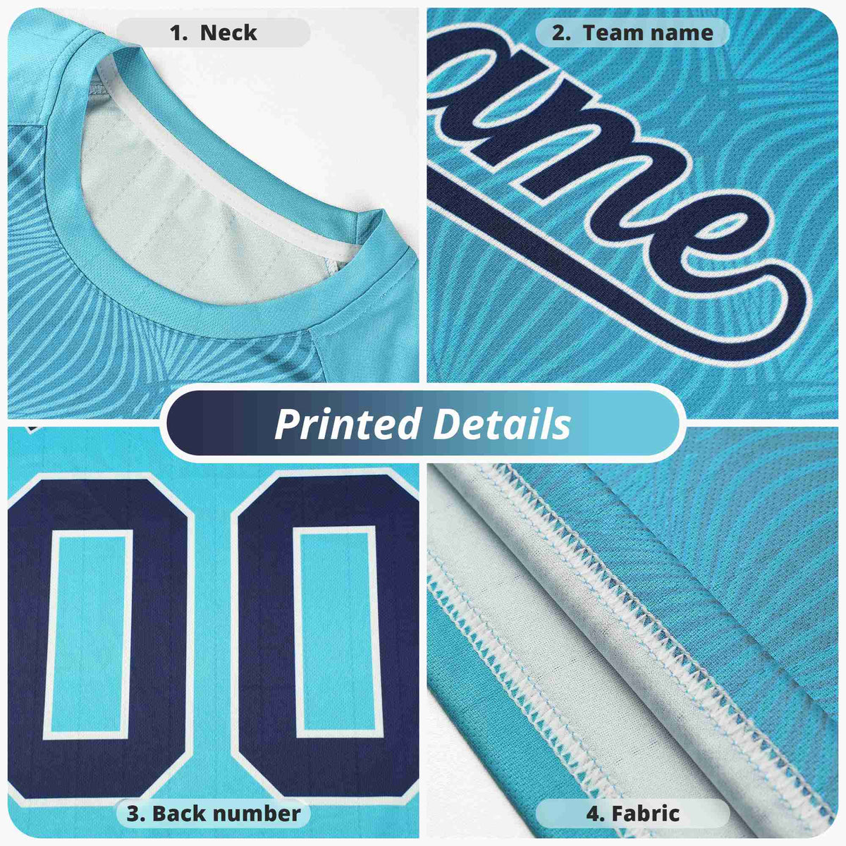Custom Powder Blue White-Black Color Block Design Performance T-Shirt
