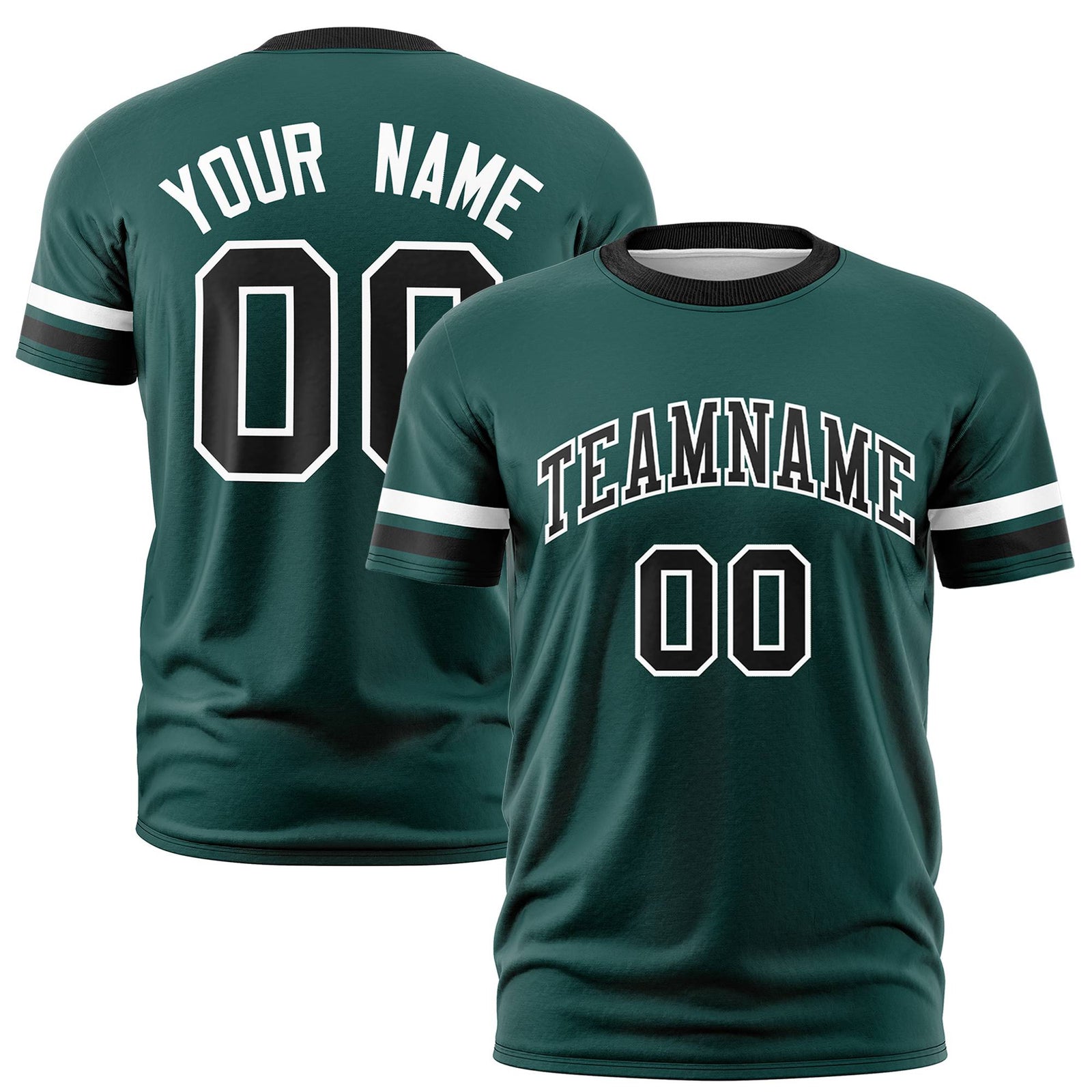 Custom Midnight Green White-Black Color Block Design Performance T-Shirt