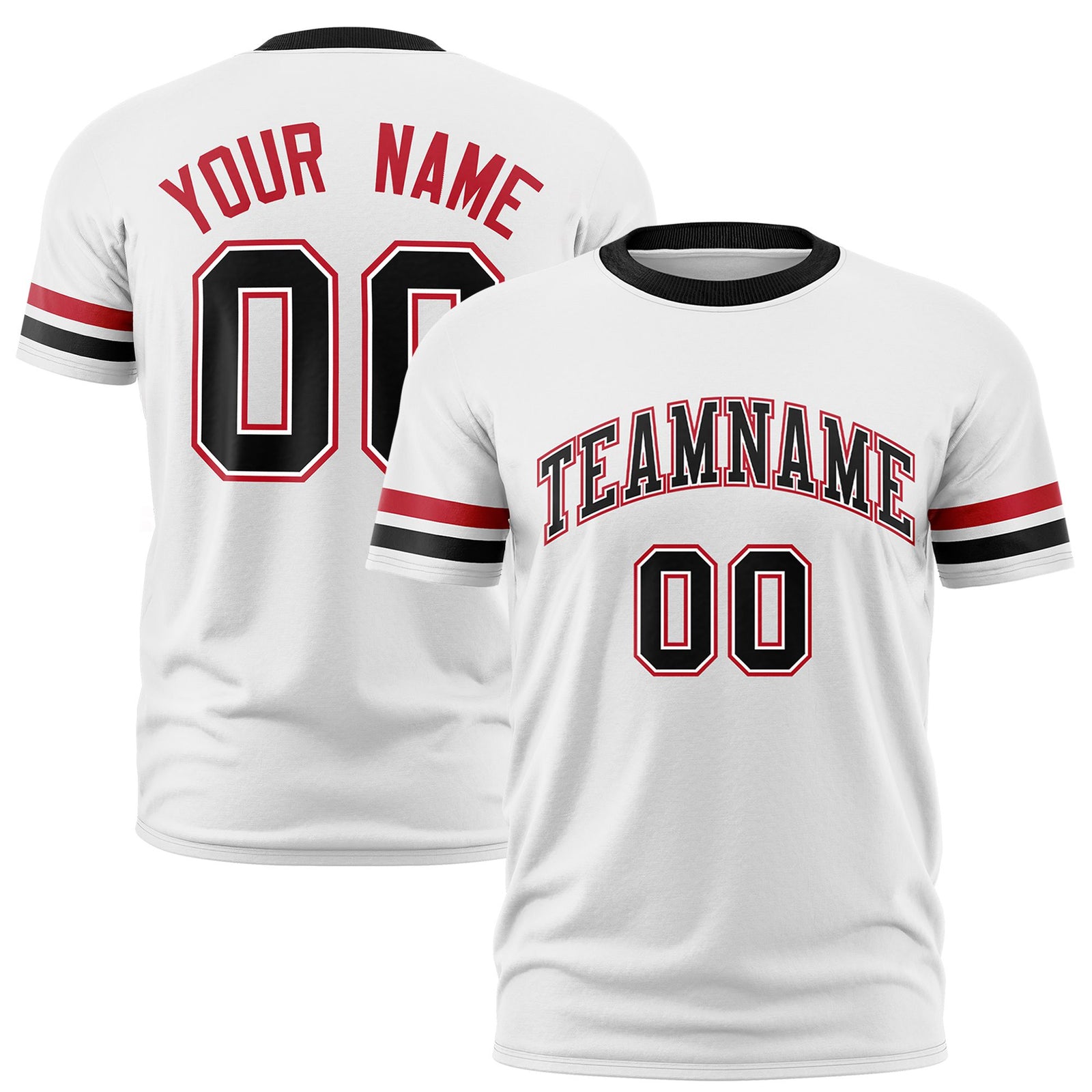 Custom White Red-Black Color Block Design Performance T-Shirt