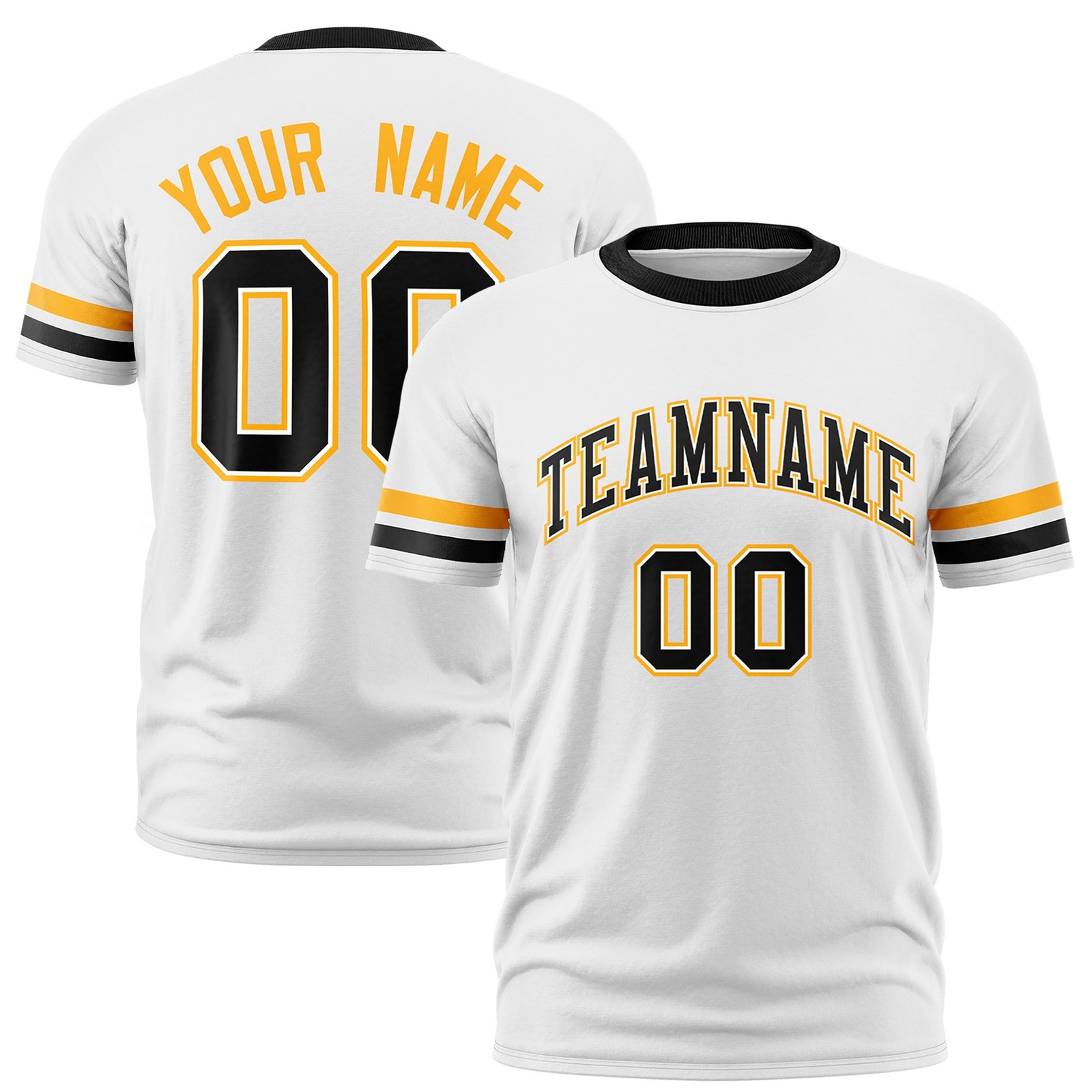 Custom White Yellow-Black Color Block Design Performance T-Shirt