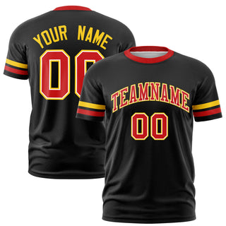 Custom Black Gold01-Red Color Block Design Performance T-Shirt - Style 1