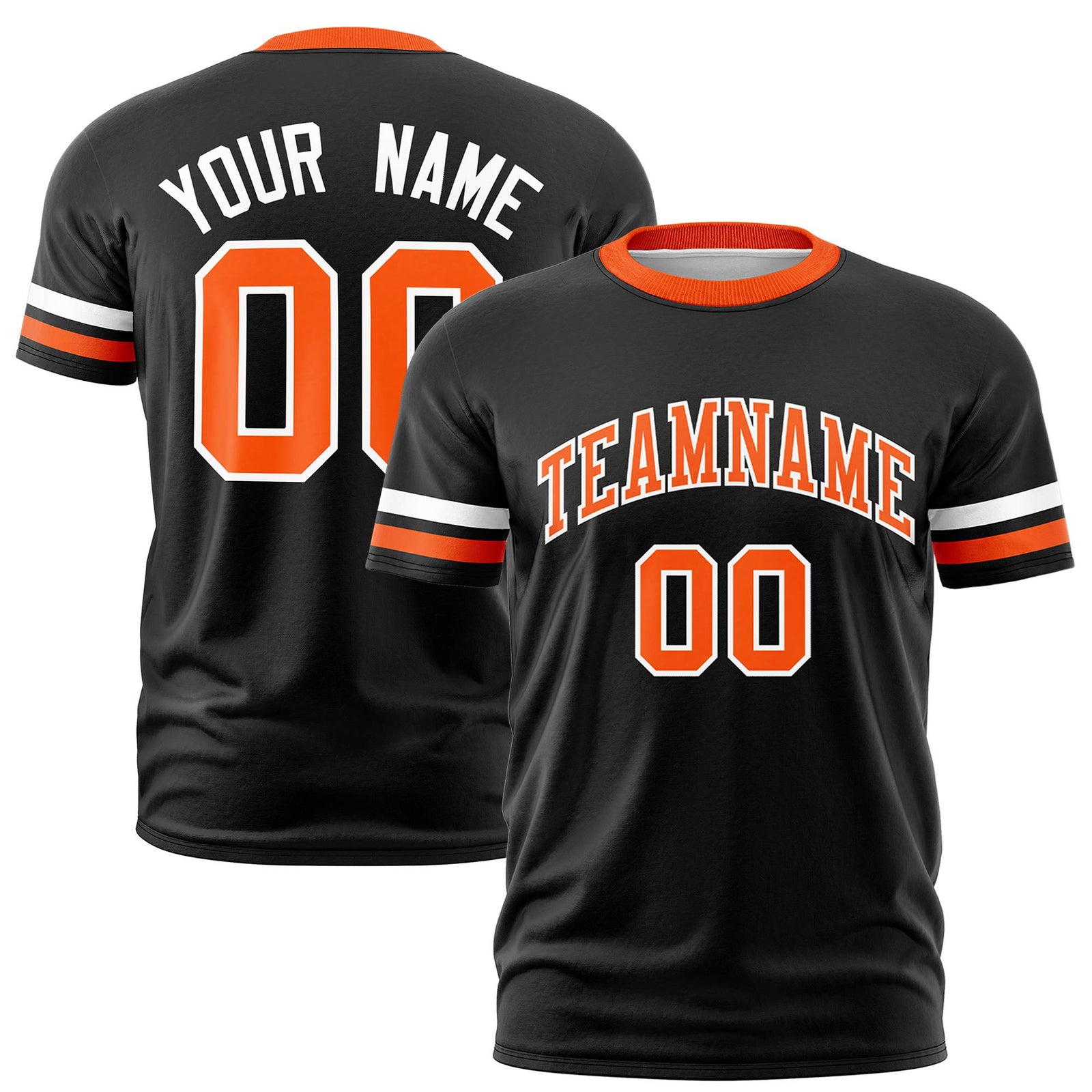 Custom Black White-Orange Color Block Design Performance T-Shirt