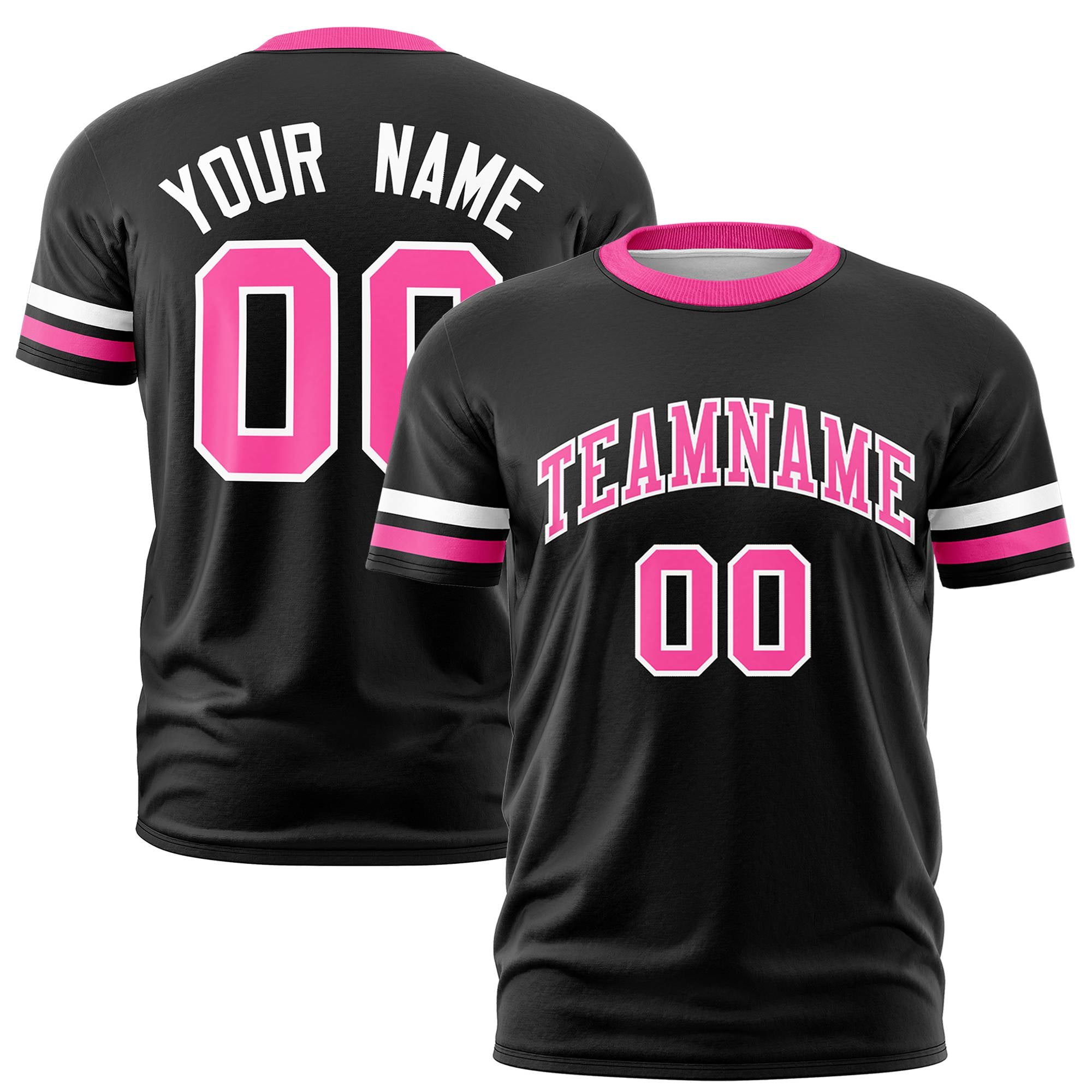 Custom Black White-Pink Color Block Design Performance T-Shirt