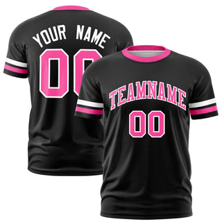 Custom Black White-Pink Color Block Design Performance T-Shirt - Style 1