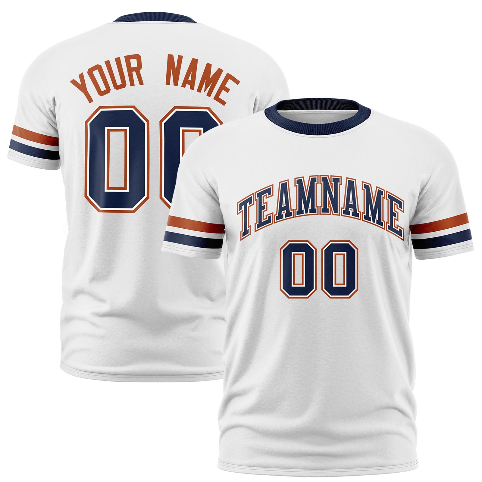 Custom White Texas Orange-Navy Color Block Design Performance T-Shirt