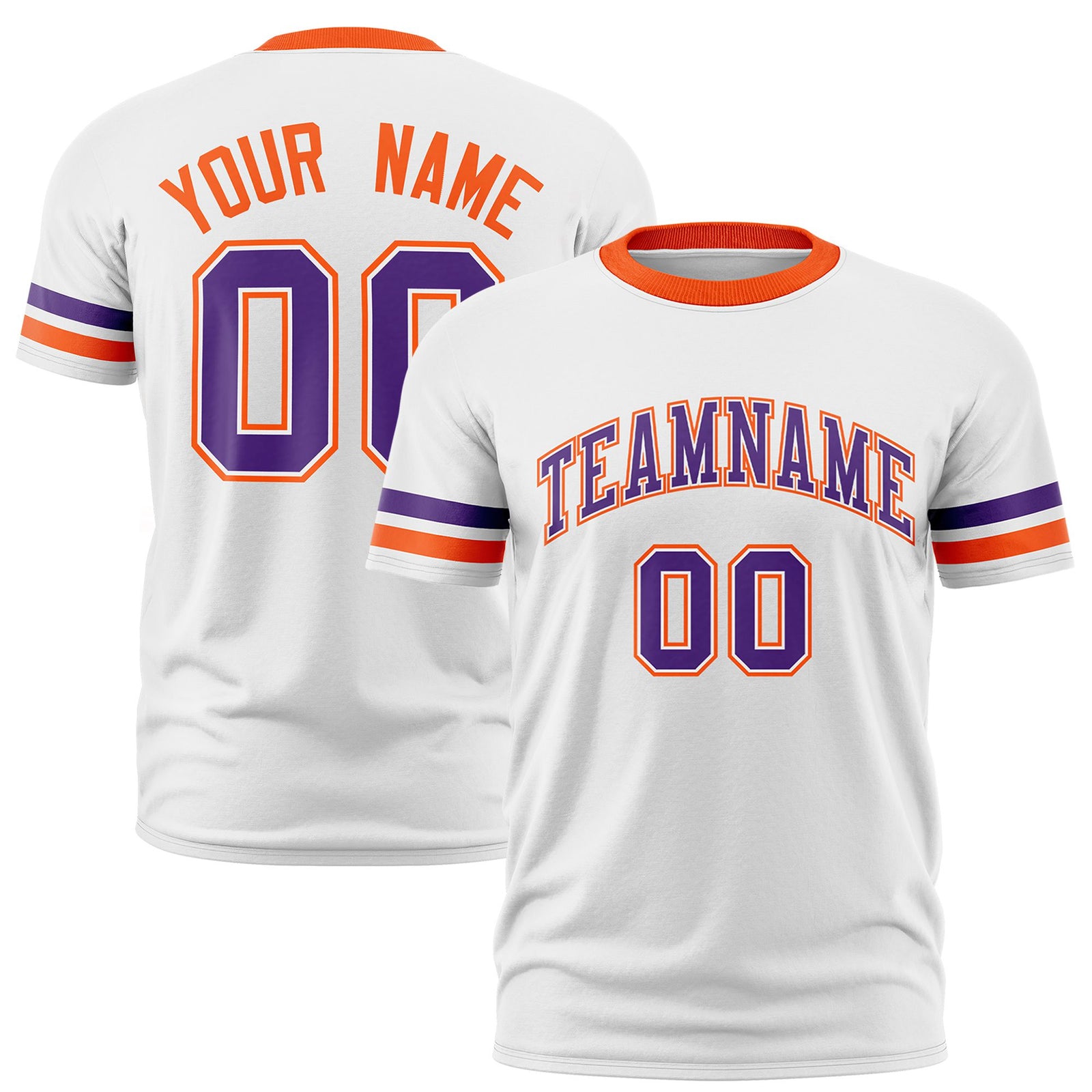 Custom White Purple-Orange Color Block Design Performance T-Shirt