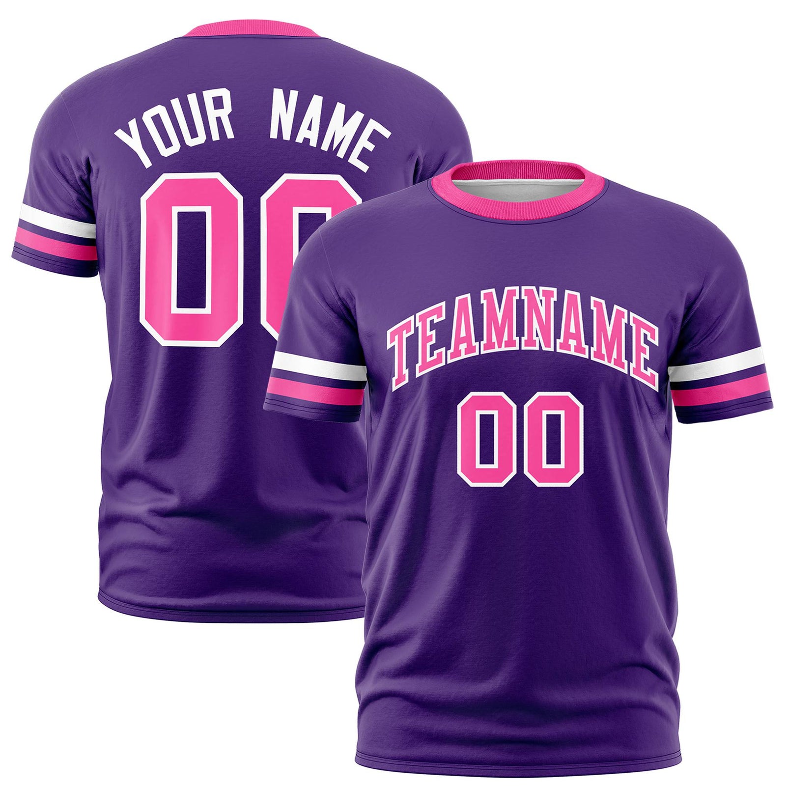 Custom Purple White-Pink Color Block Design Performance T-Shirt