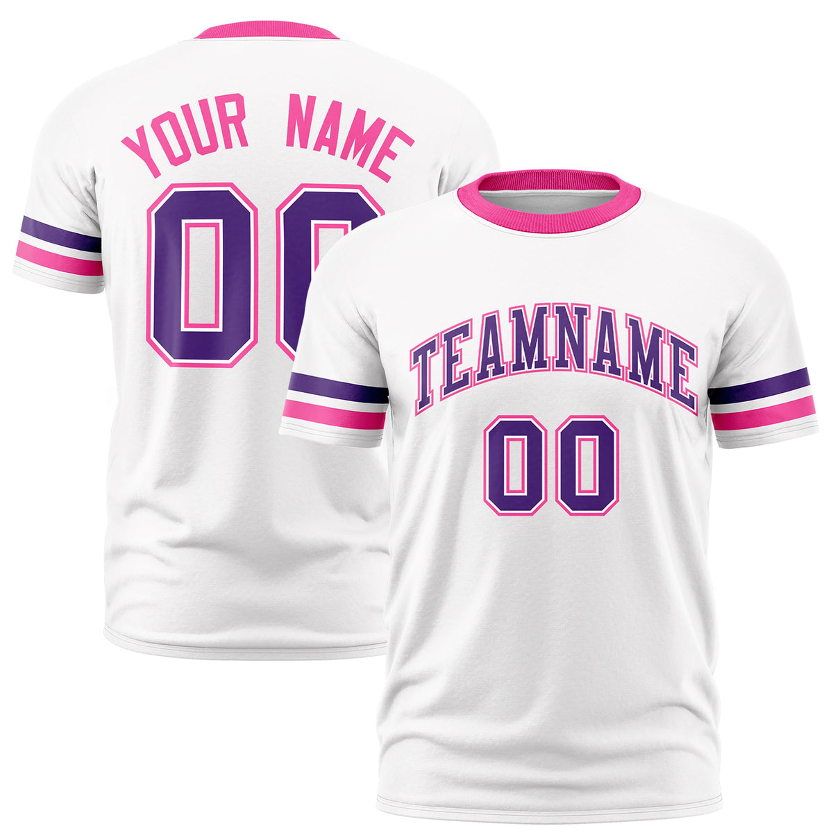 Custom White Purple-Pink Color Block Design Performance T-Shirt