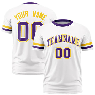 Custom White Gold01-Purple Color Block Design Performance T-Shirt - Style 1