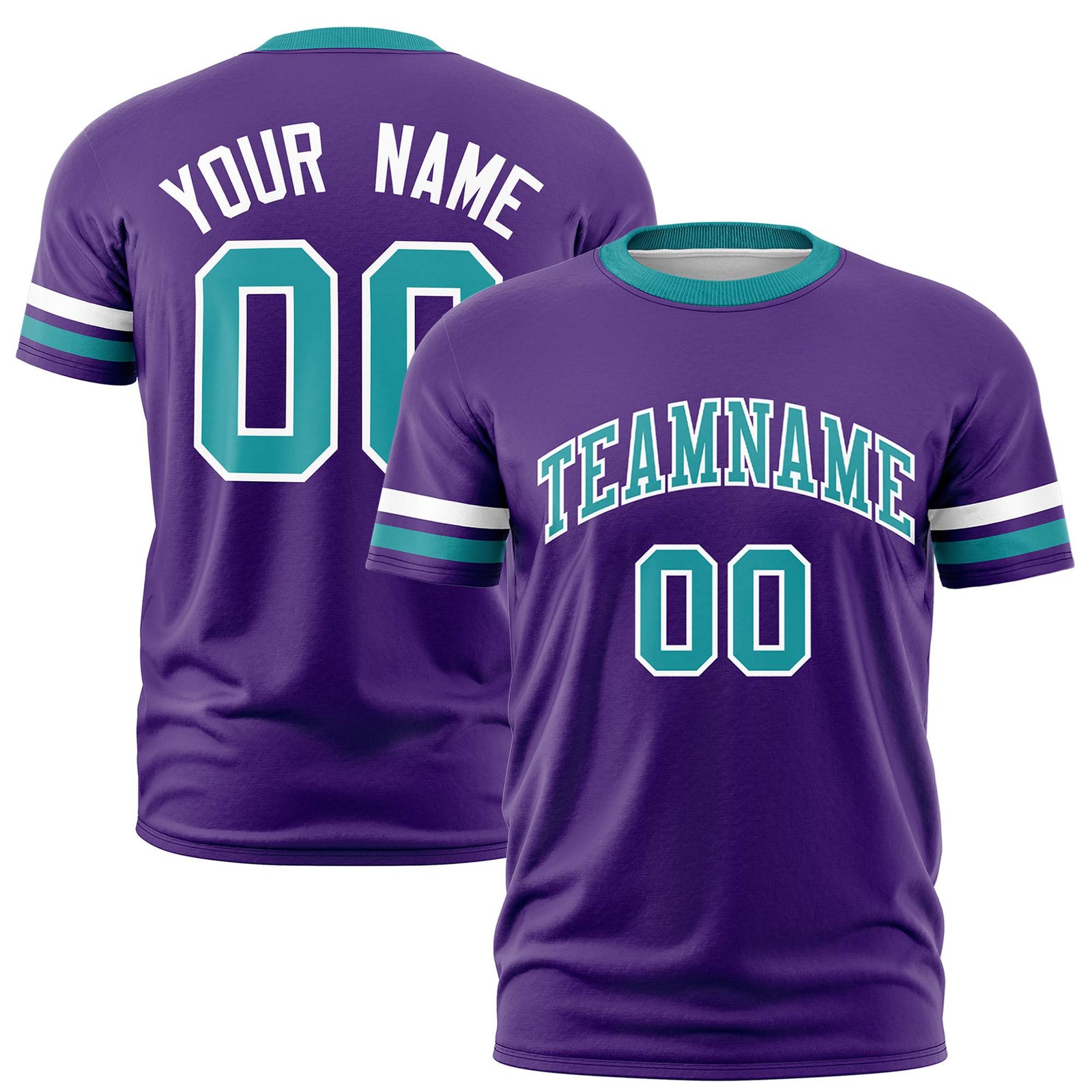 Custom Purple White-Aqua Color Block Design Performance T-Shirt