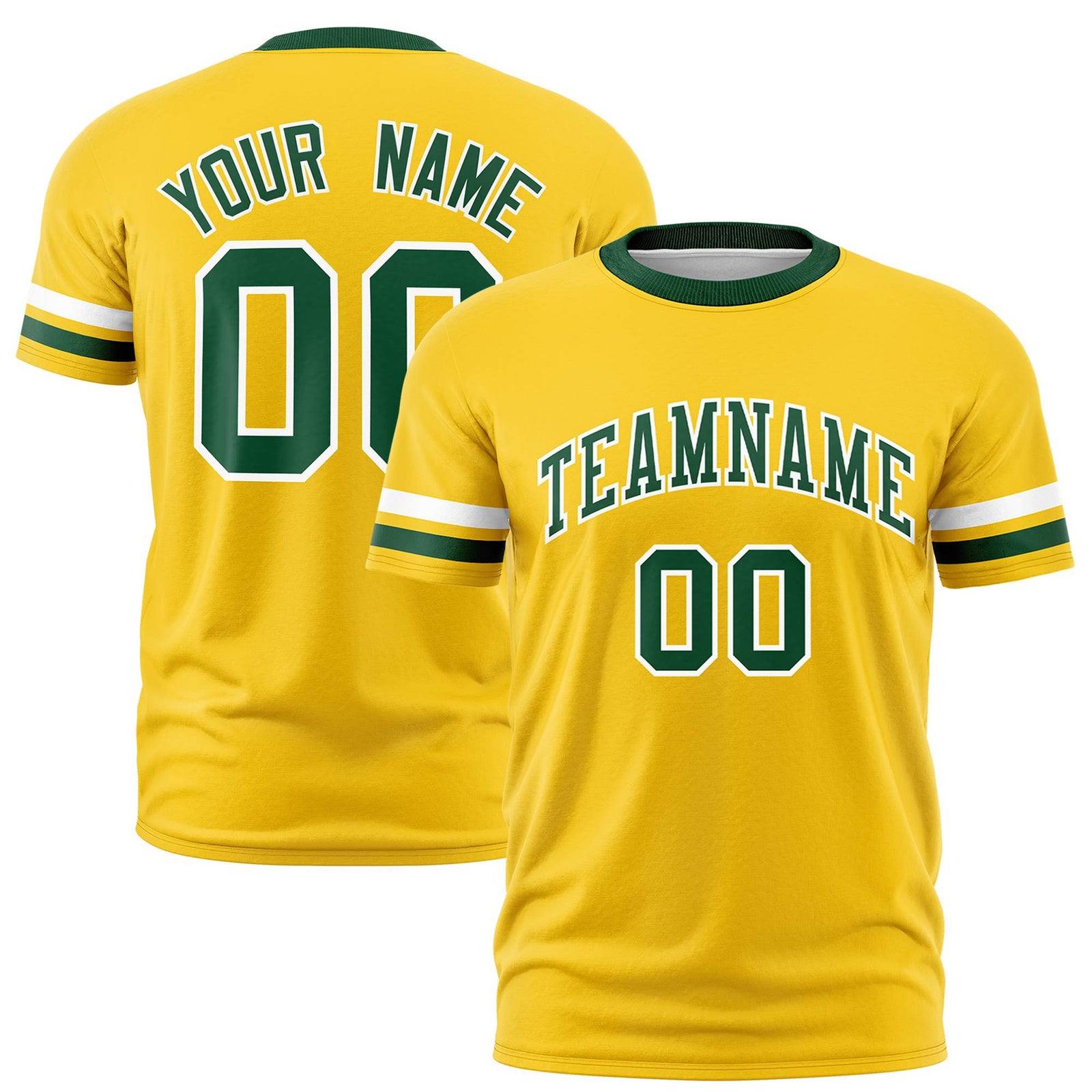 Custom Gold01 White-Green Color Block Design Performance T-Shirt